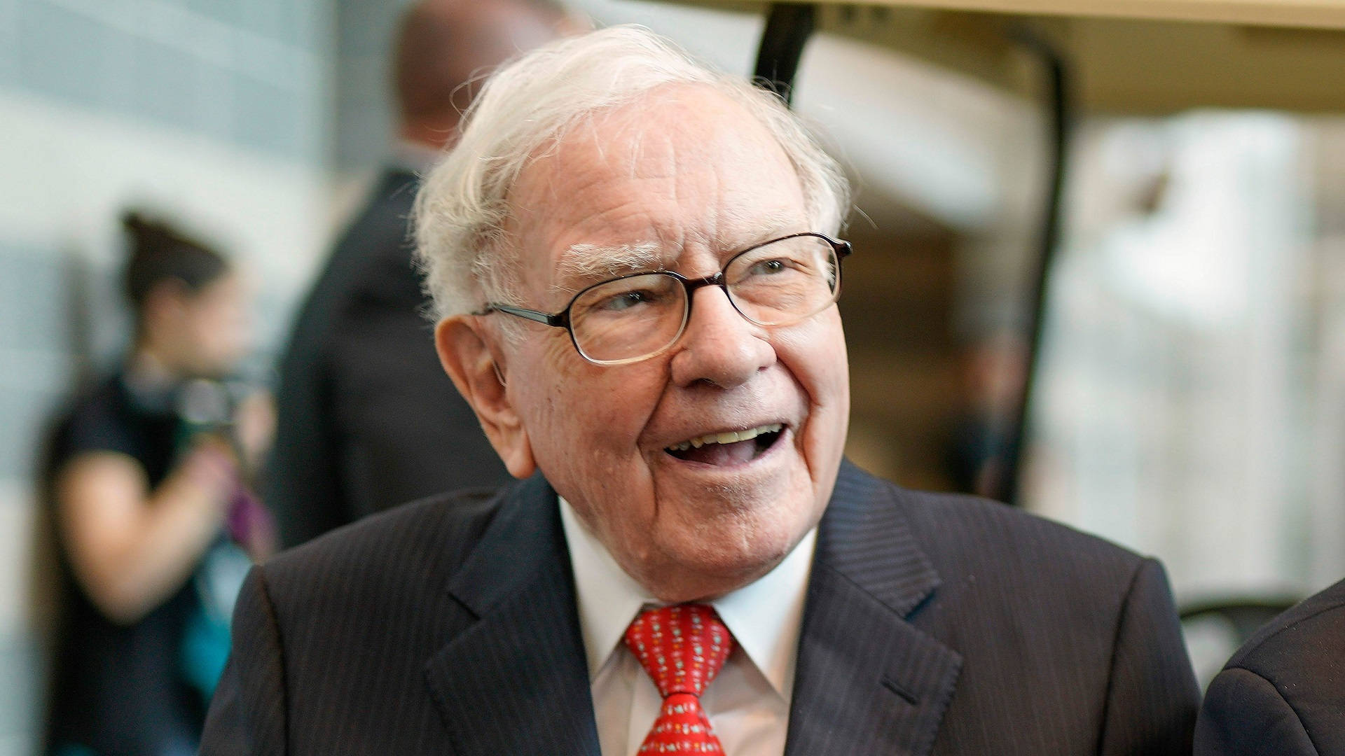 Warren Buffett, white hair, glasses, Full HD Desktop Wallpaper