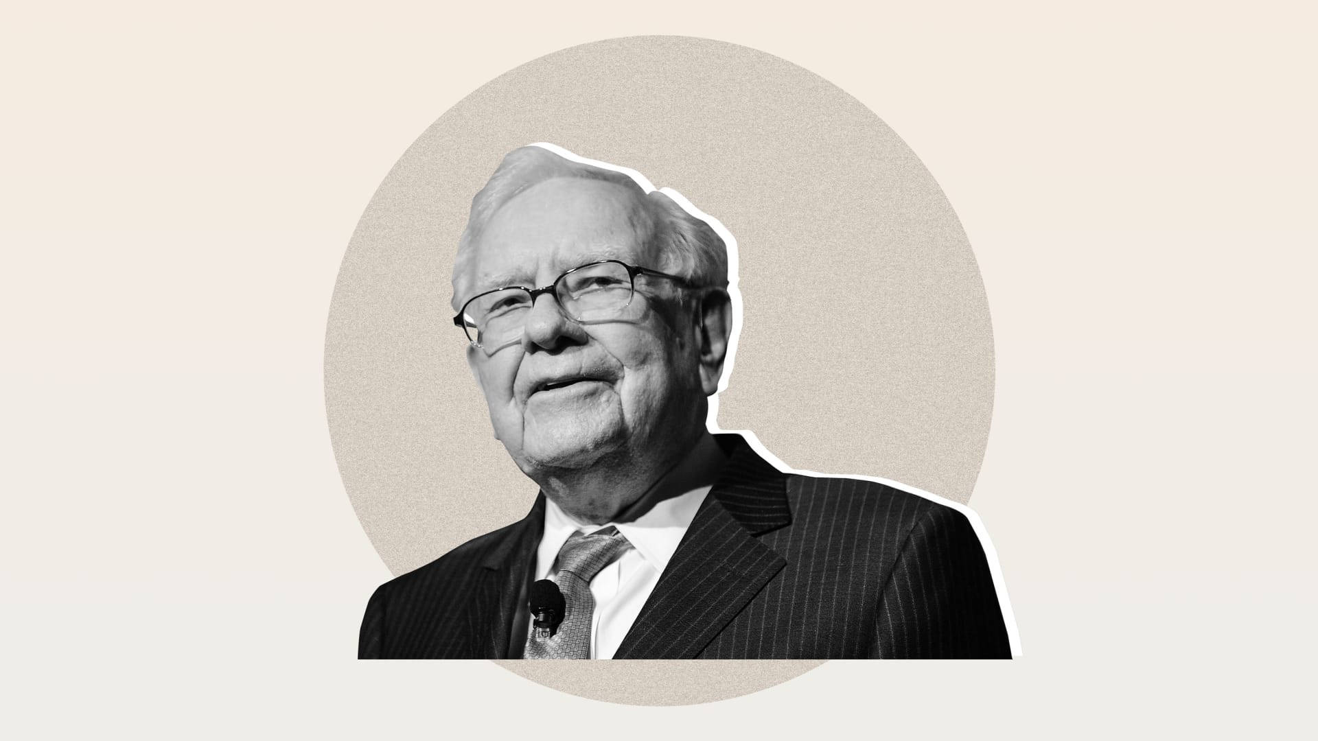 Warren Buffett, pinstripe suit, black and white portrait, Full HD Desktop Wallpaper