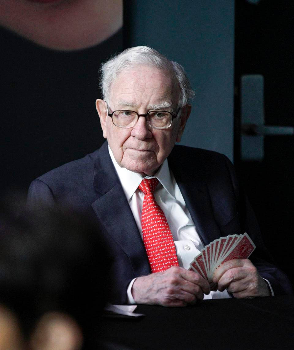Warren Buffett, dark suit, red tie, SD Phone Wallpaper