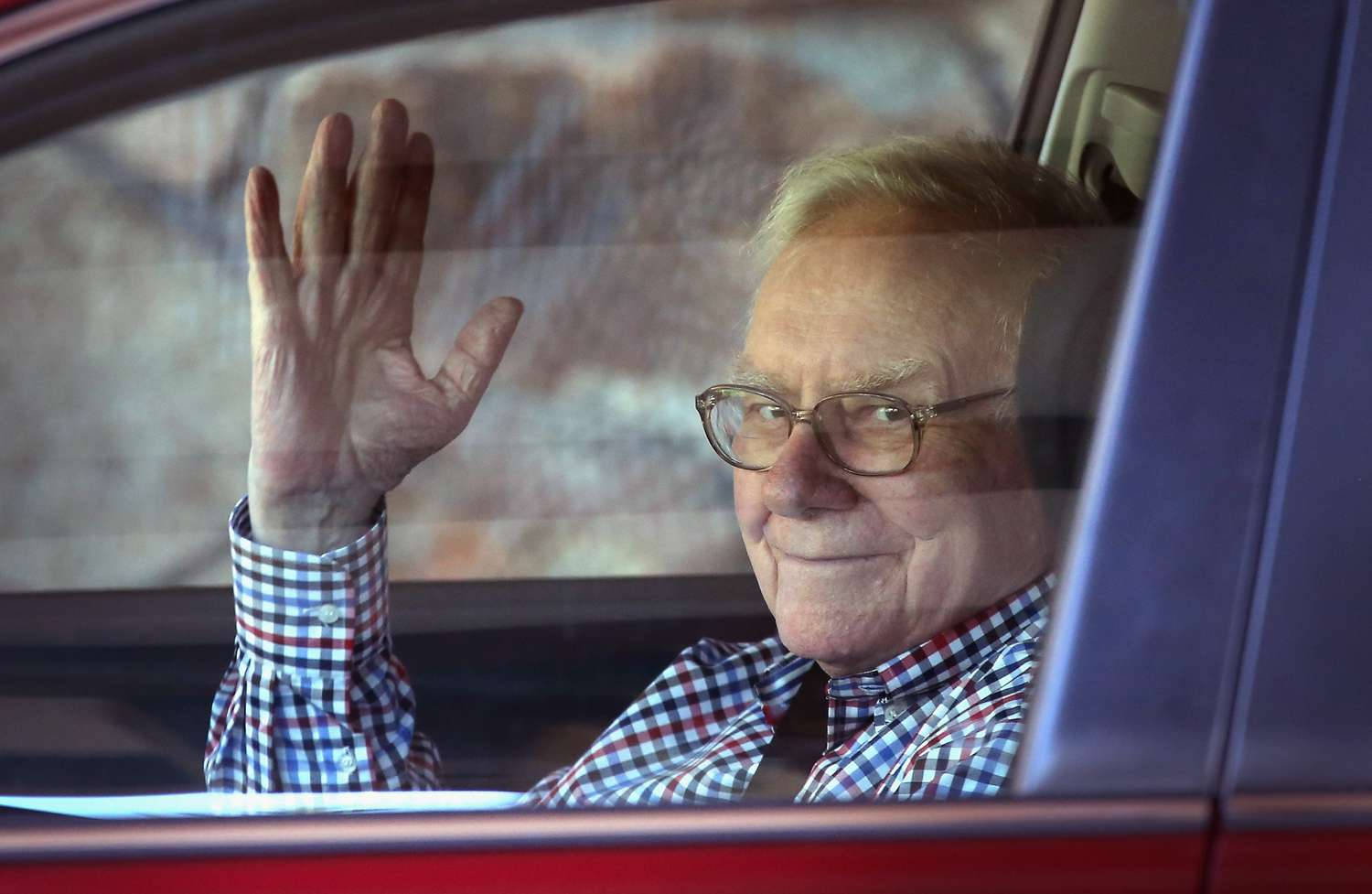 Warren Buffett, red car, glasses, HD Desktop Wallpaper