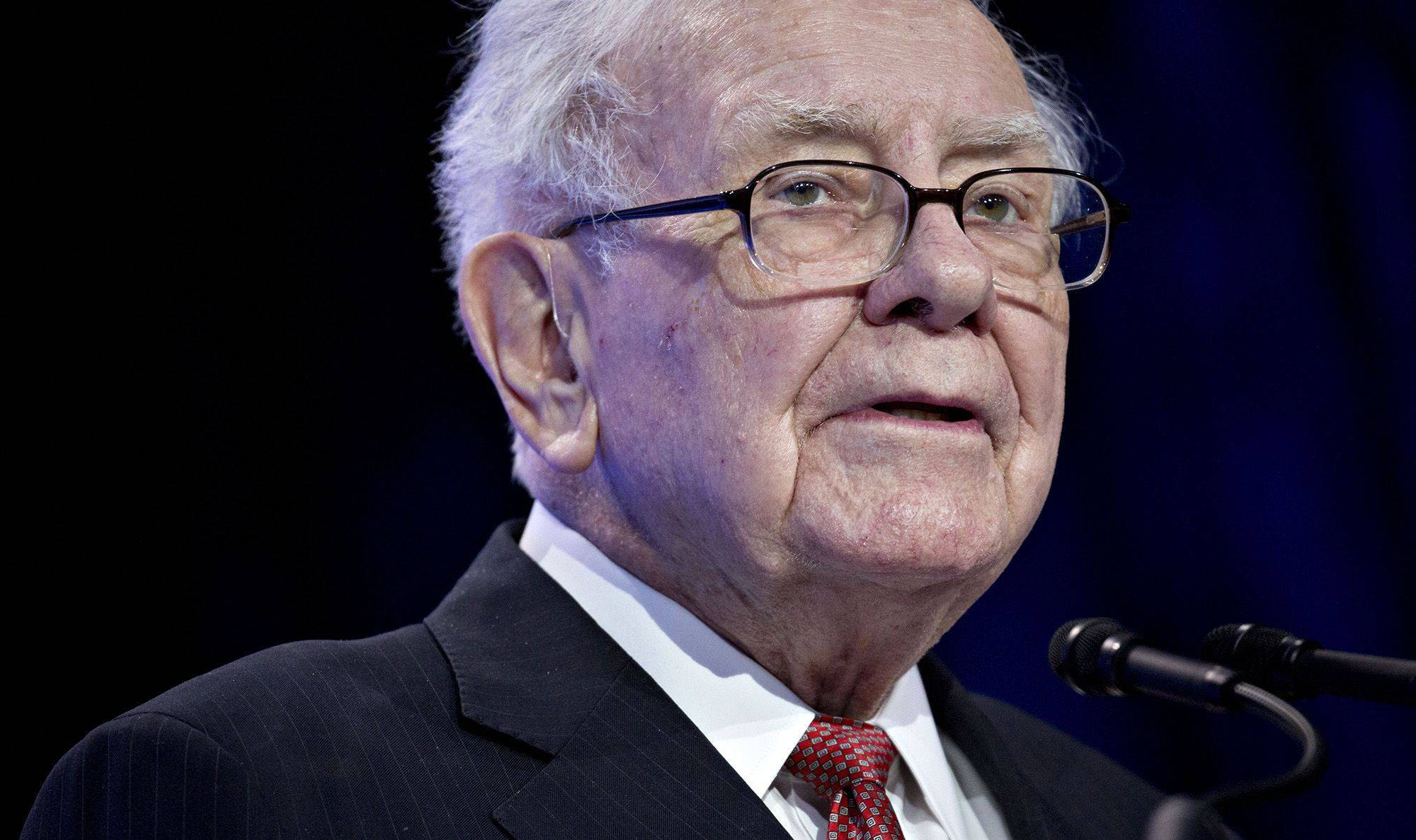 Warren Buffett, microphone, dark blue backdrop, Full HD Desktop Wallpaper