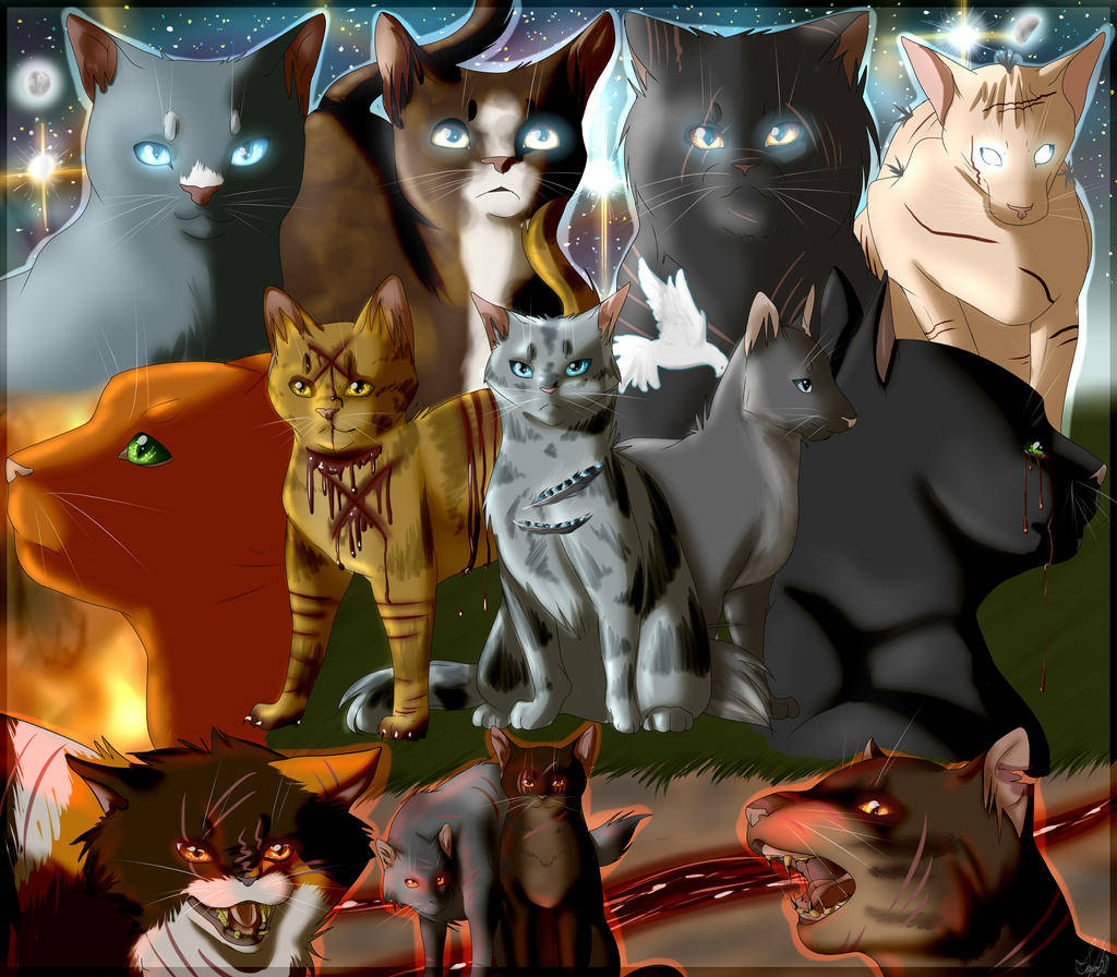 Warrior Cats, glowing eyes, battle wounds, SD Desktop Wallpaper