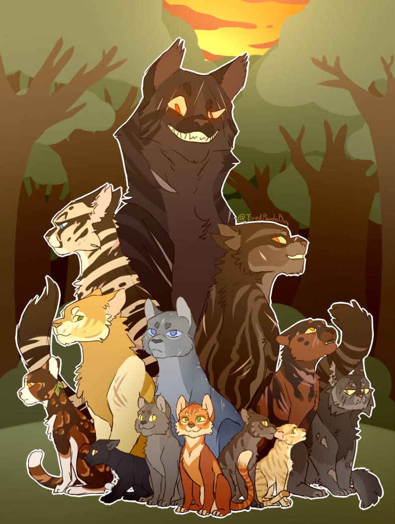 Warrior Cats, forest, sunset, SD Phone Wallpaper