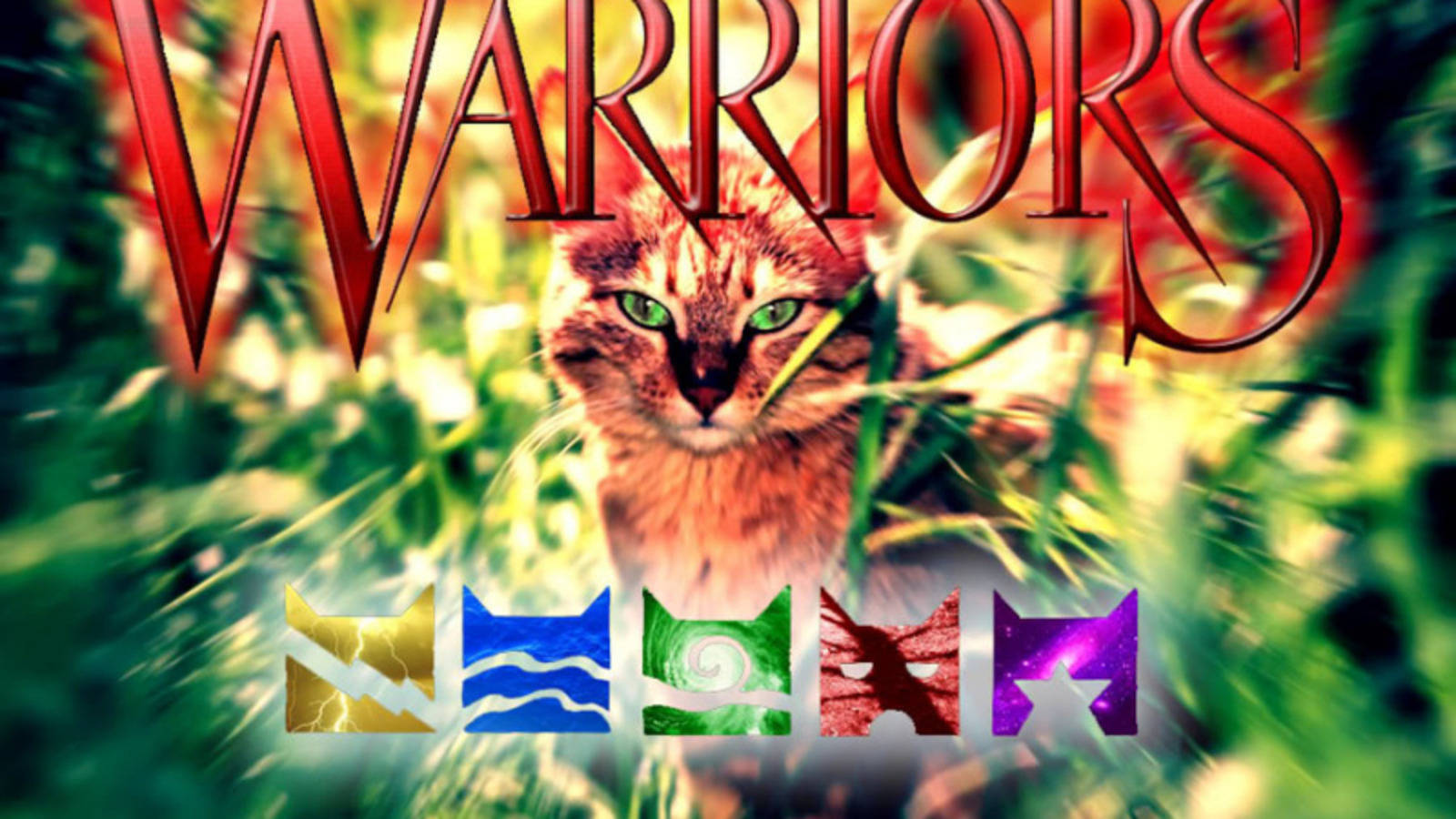 Warrior Cats, ginger cat, glowing green eyes, HD Desktop Wallpaper