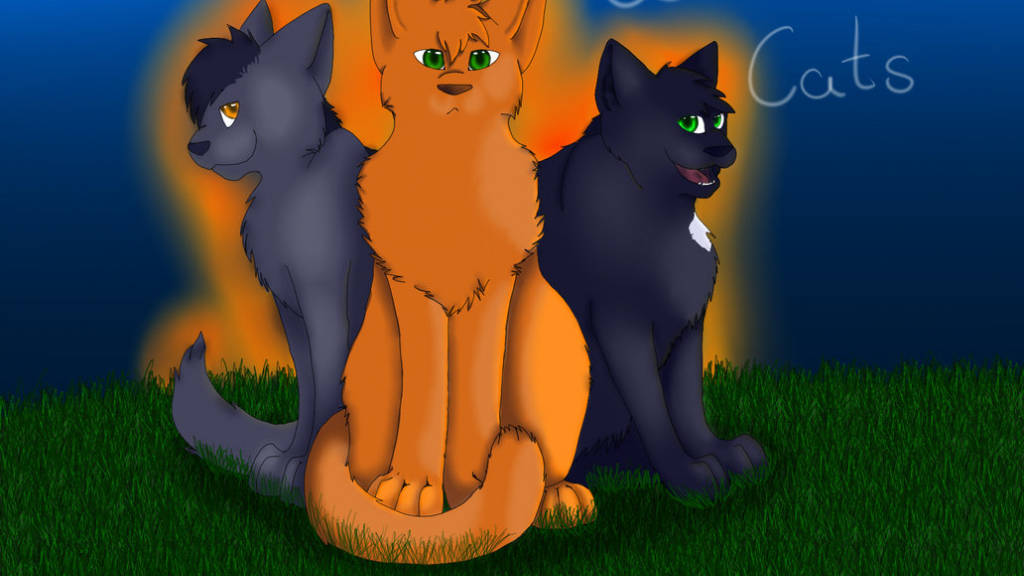 Warrior Cats, glowing eyes, fiery orange, SD Desktop Wallpaper