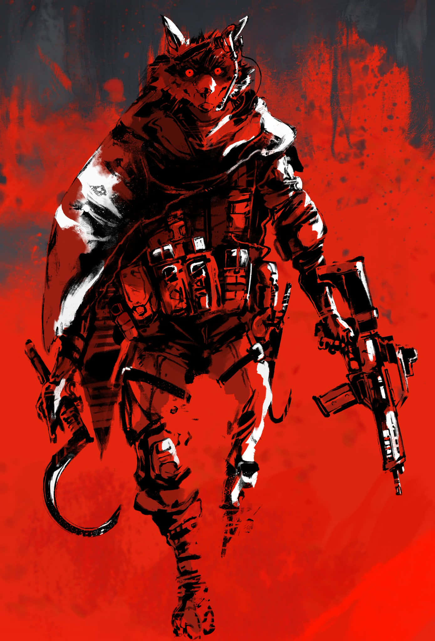 battle ready feline warrior, tactical gear, weapons, Full HD Phone Wallpaper