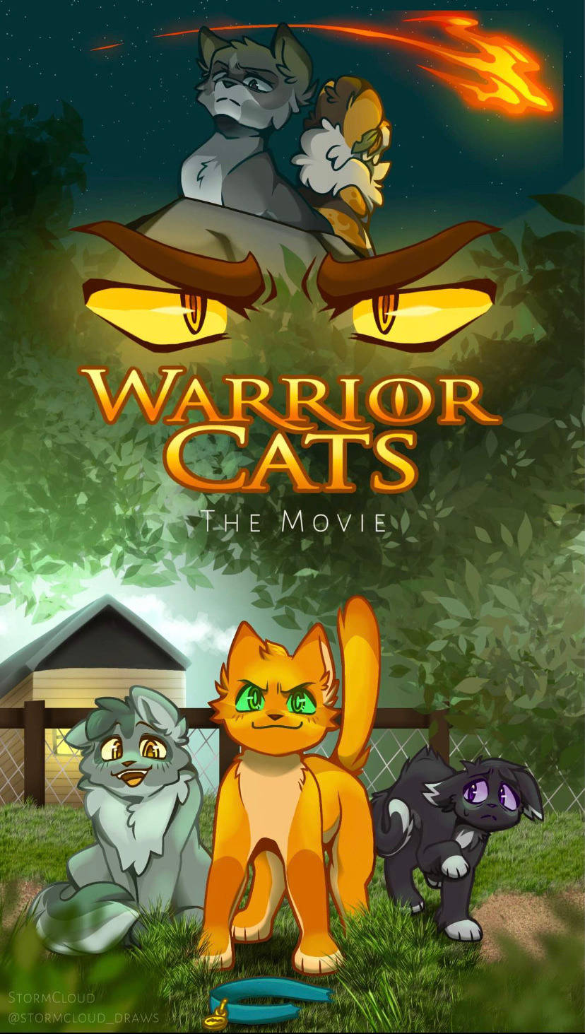 Warrior Cats, starry night sky, glowing eyes, HD Phone Wallpaper