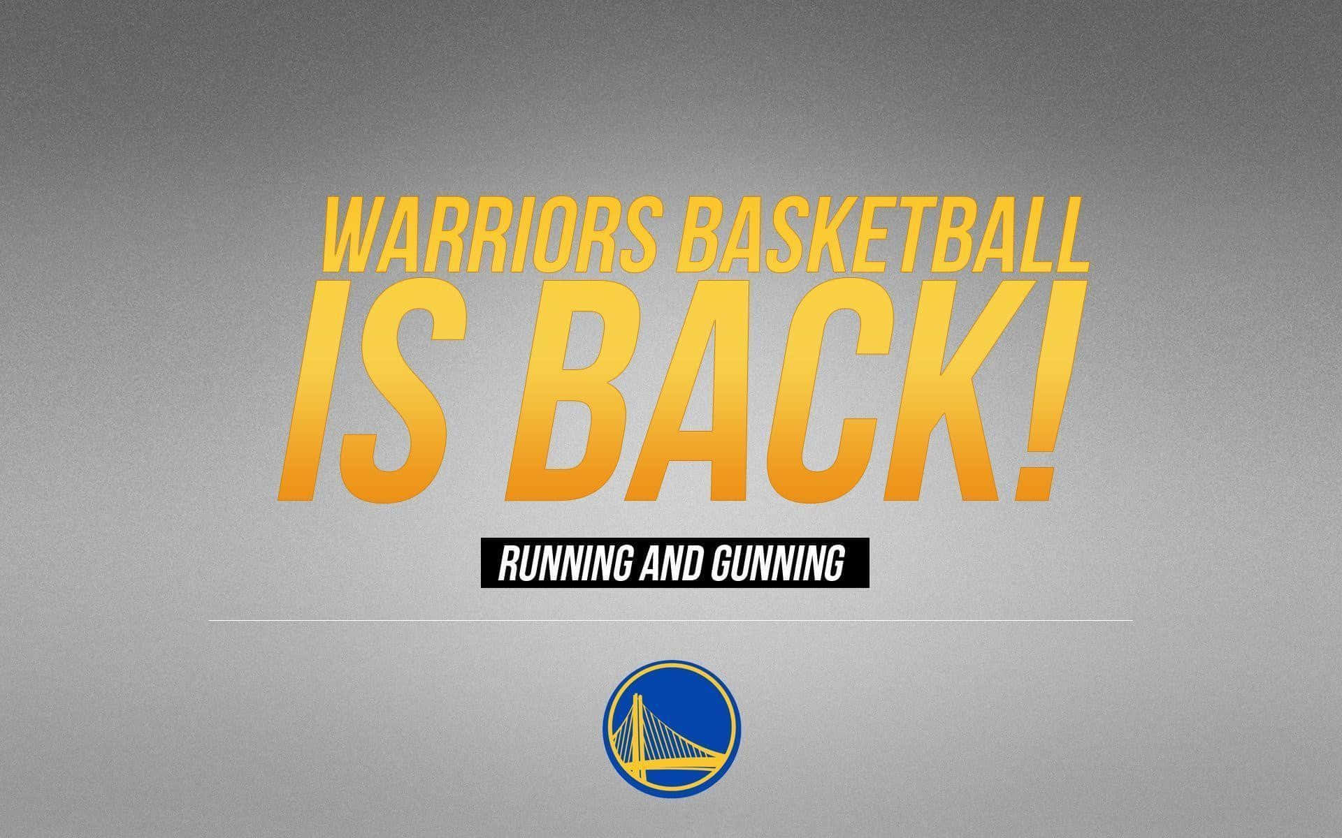 Warriors Basketball, bold yellow text, gradient gray background, Full HD Desktop Wallpaper