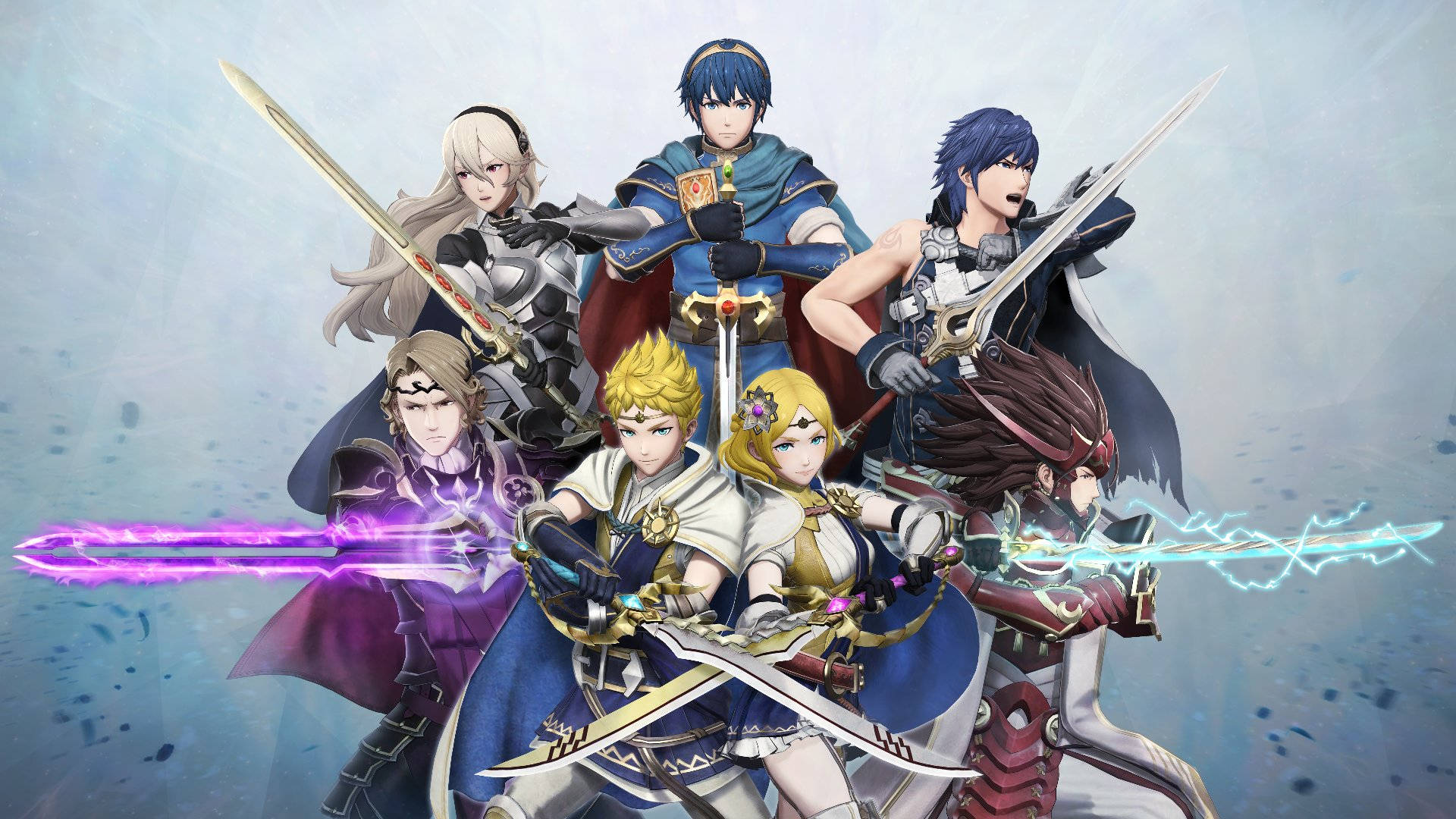 Fire Emblem Warriors, seven fantasy warriors, ornate armor, Full HD Desktop Wallpaper