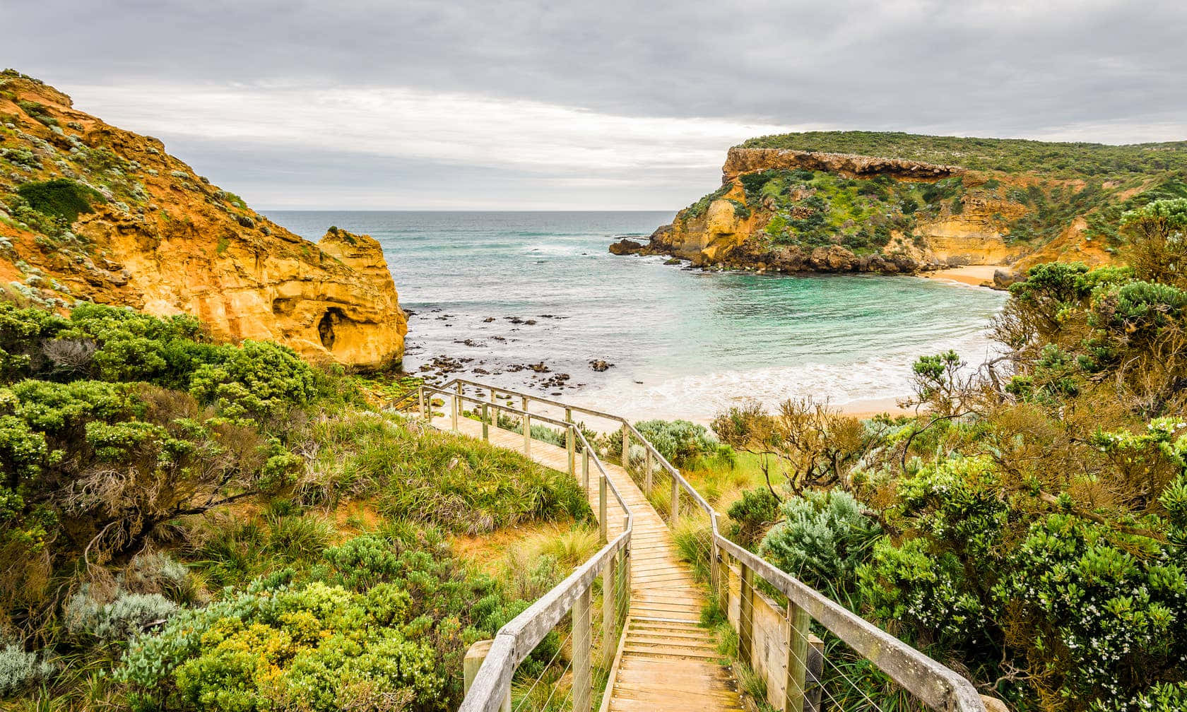 Warrnambool, shoreline, wooden staircase, HD Desktop Wallpaper