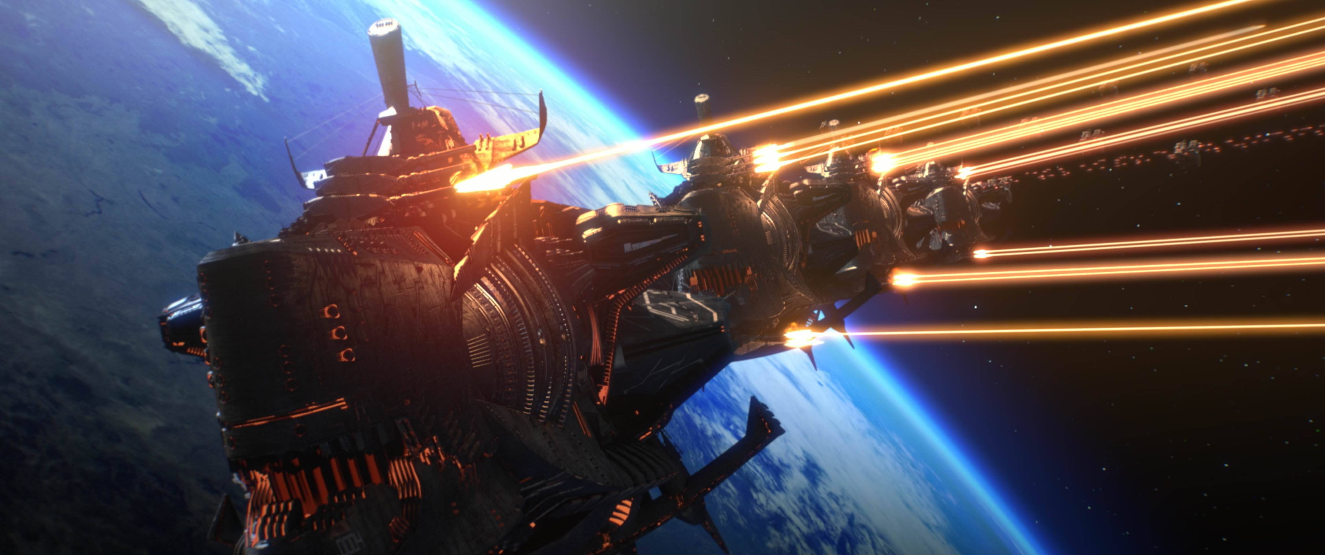 Warship, space, futuristic spaceship, 4K Desktop Wallpaper