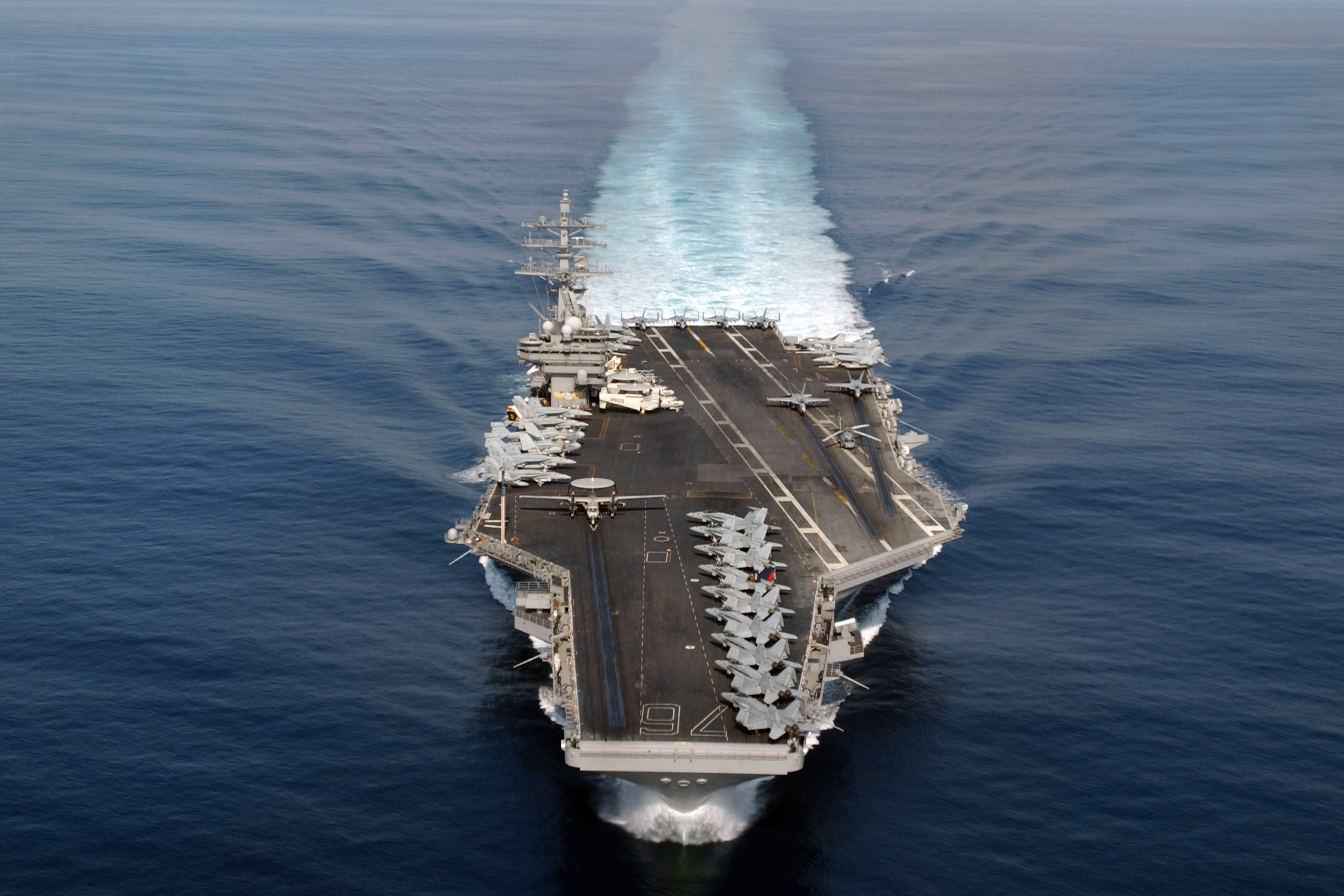 Warship, jet fighters, aircraft carrier, 2K Desktop Wallpaper