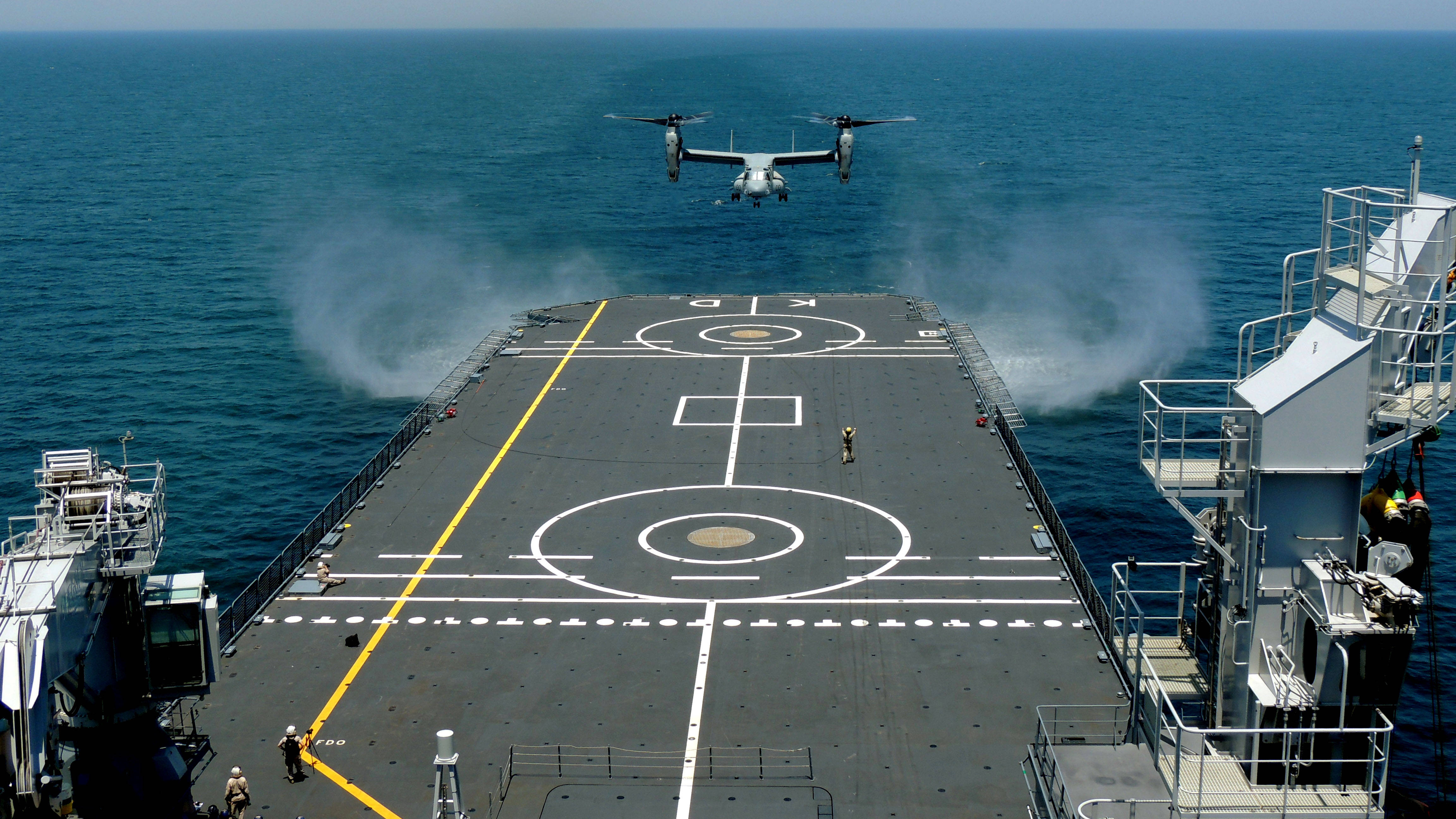 Warship, landing helicopter, military tiltrotor aircraft, 4K Desktop Wallpaper