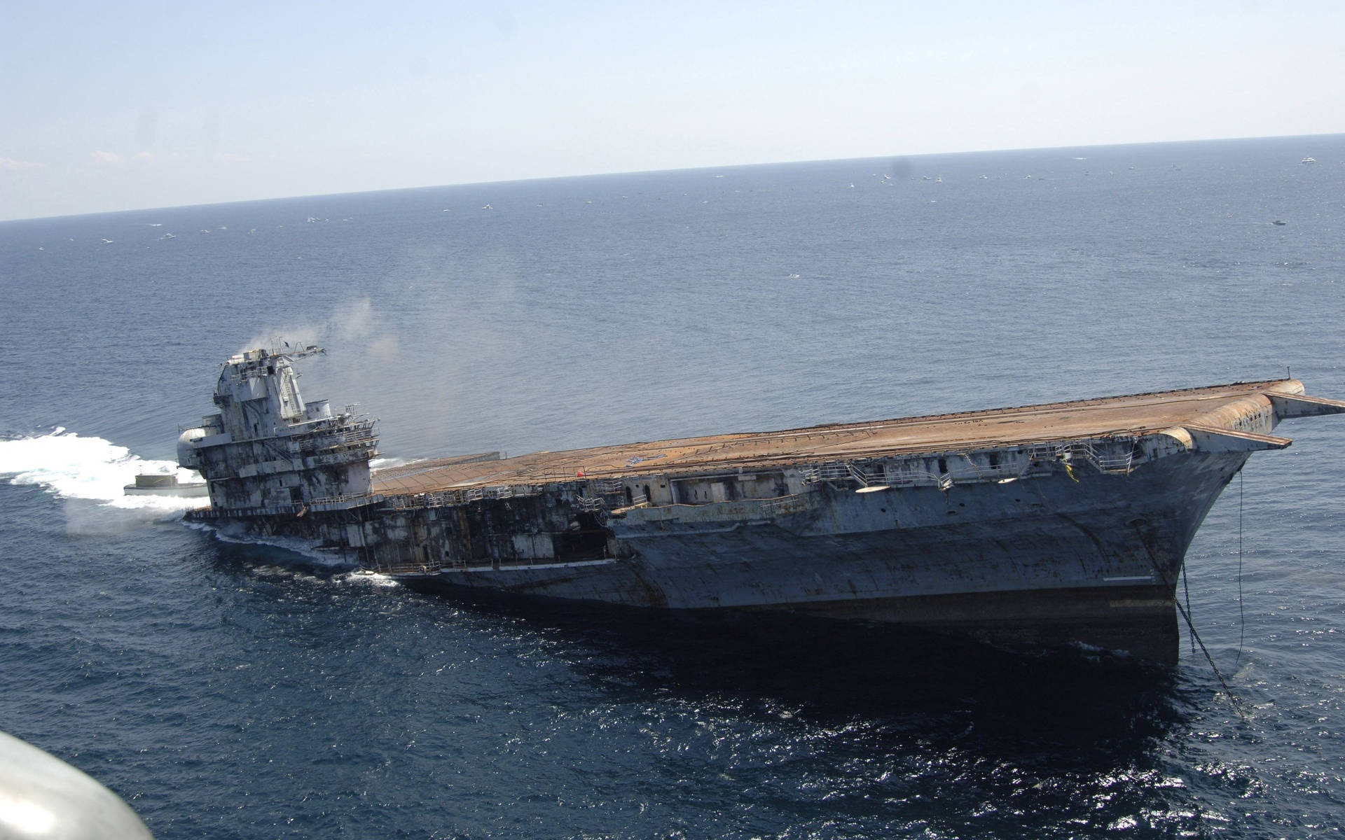 warship, aircraft carrier, rusted, Full HD Desktop Wallpaper