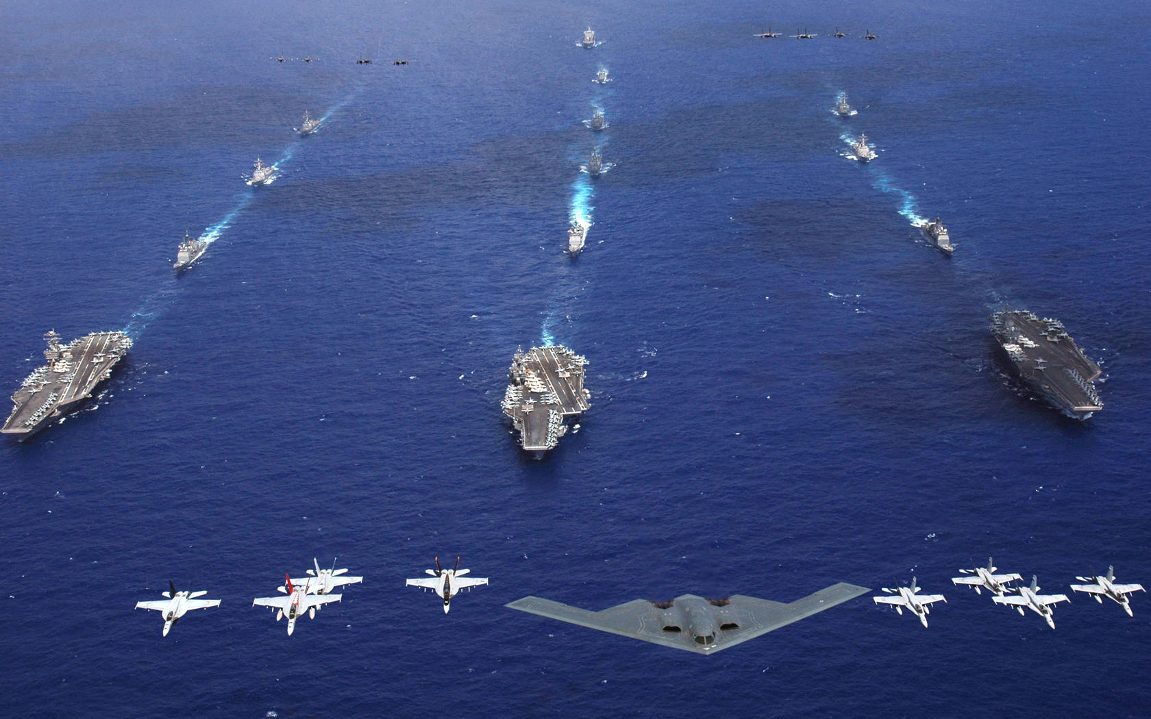 warships, aircraft carriers, fighter jets, HD Desktop Wallpaper