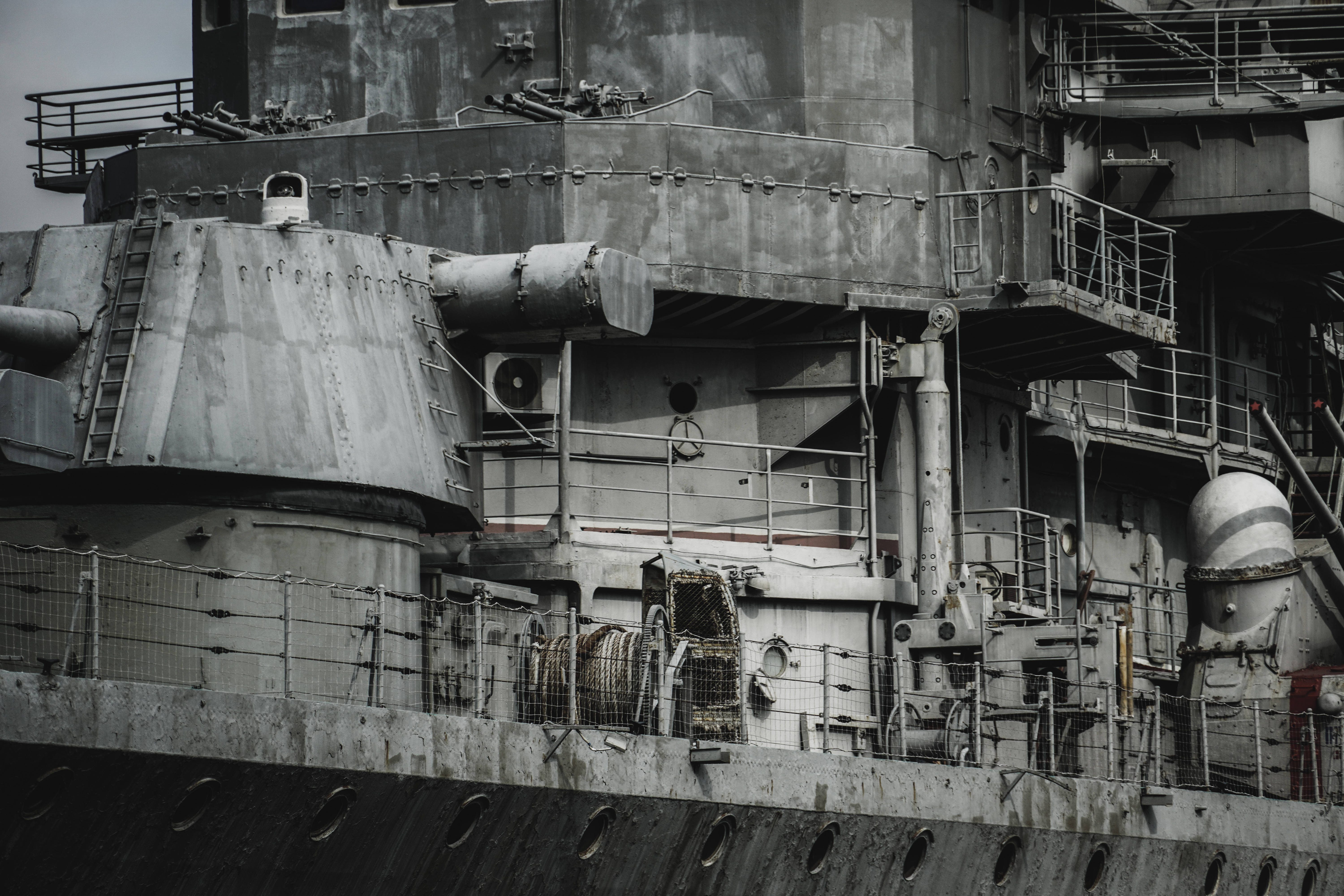 Warship, gun turret, deck, 5K Desktop Wallpaper