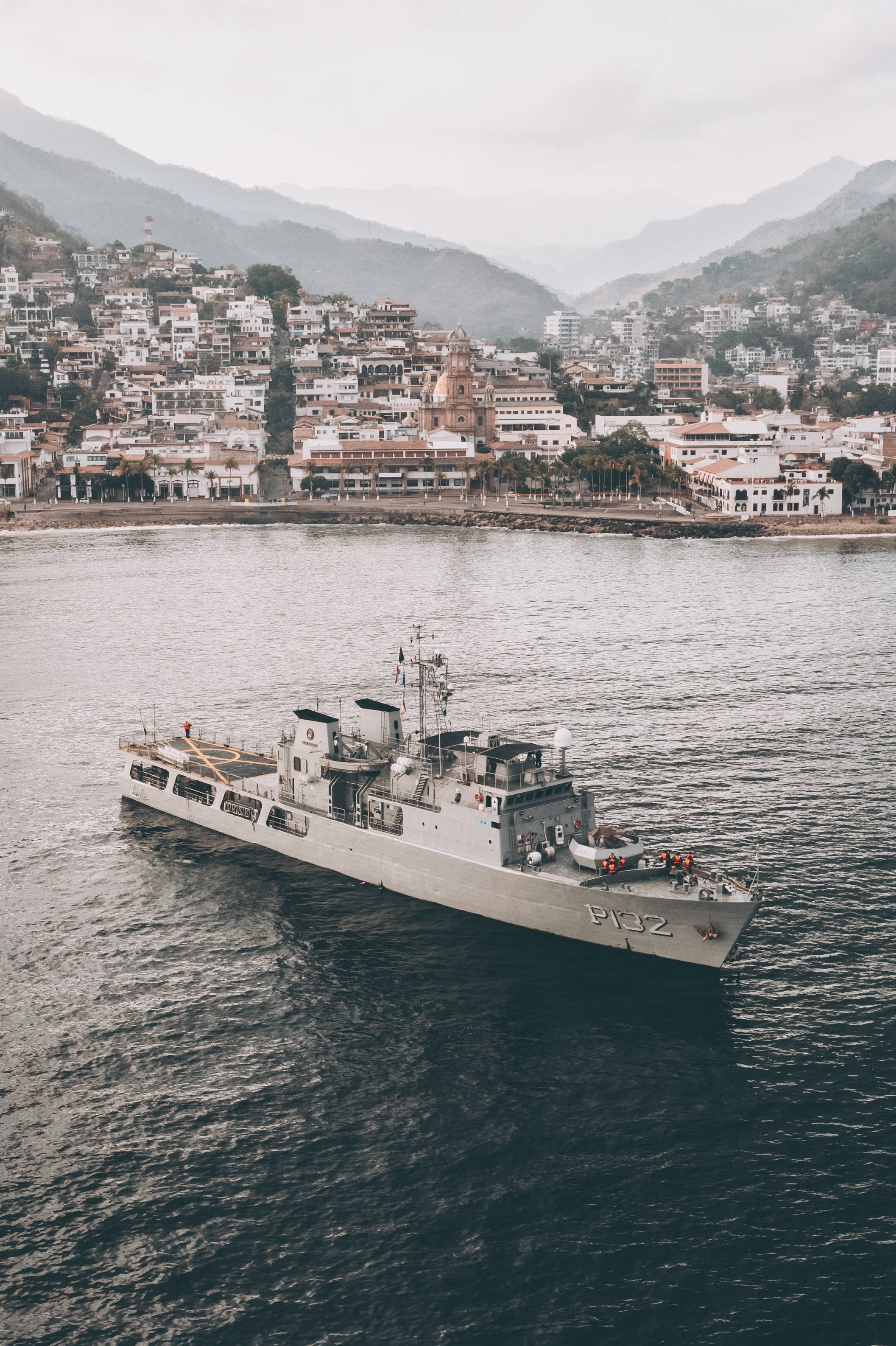 Warship, gray, dark waters, 2K Phone Wallpaper