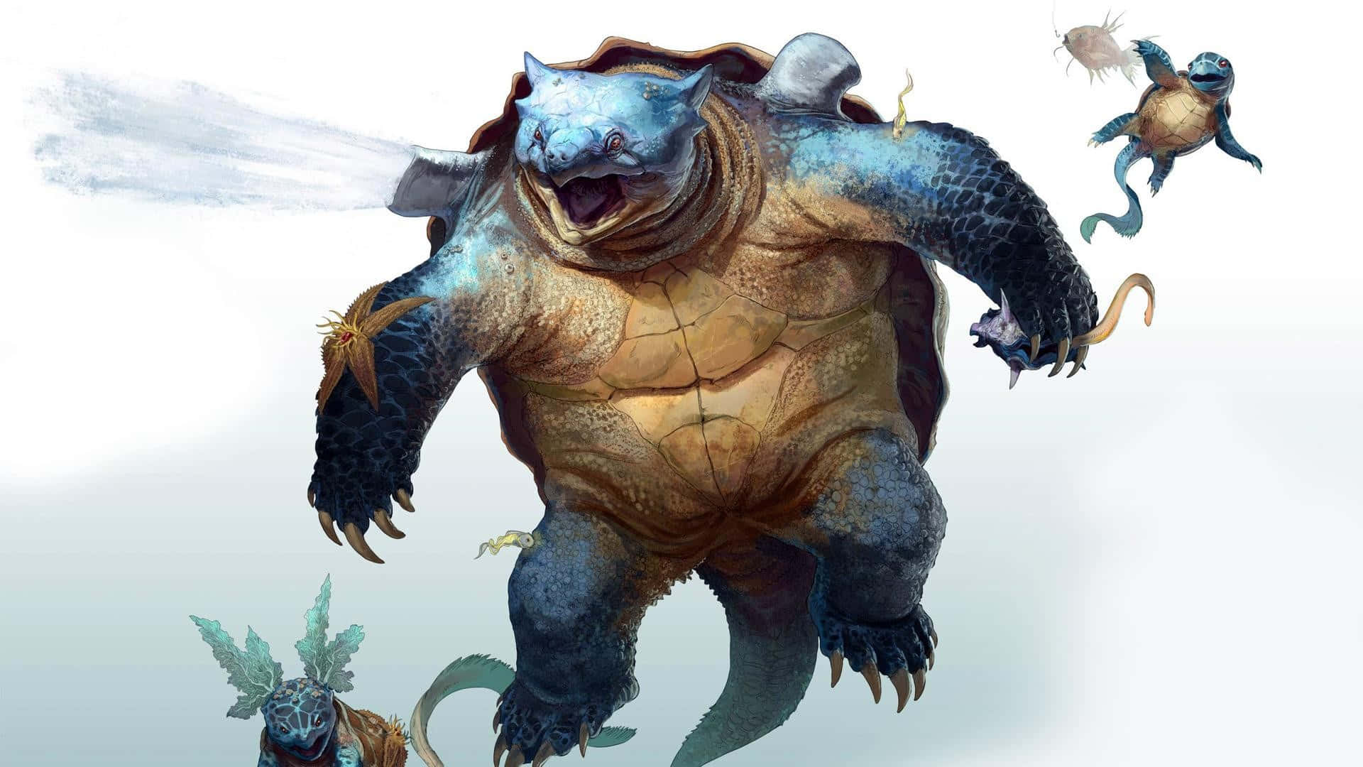Wartortle, blue, brown, Full HD Desktop Wallpaper