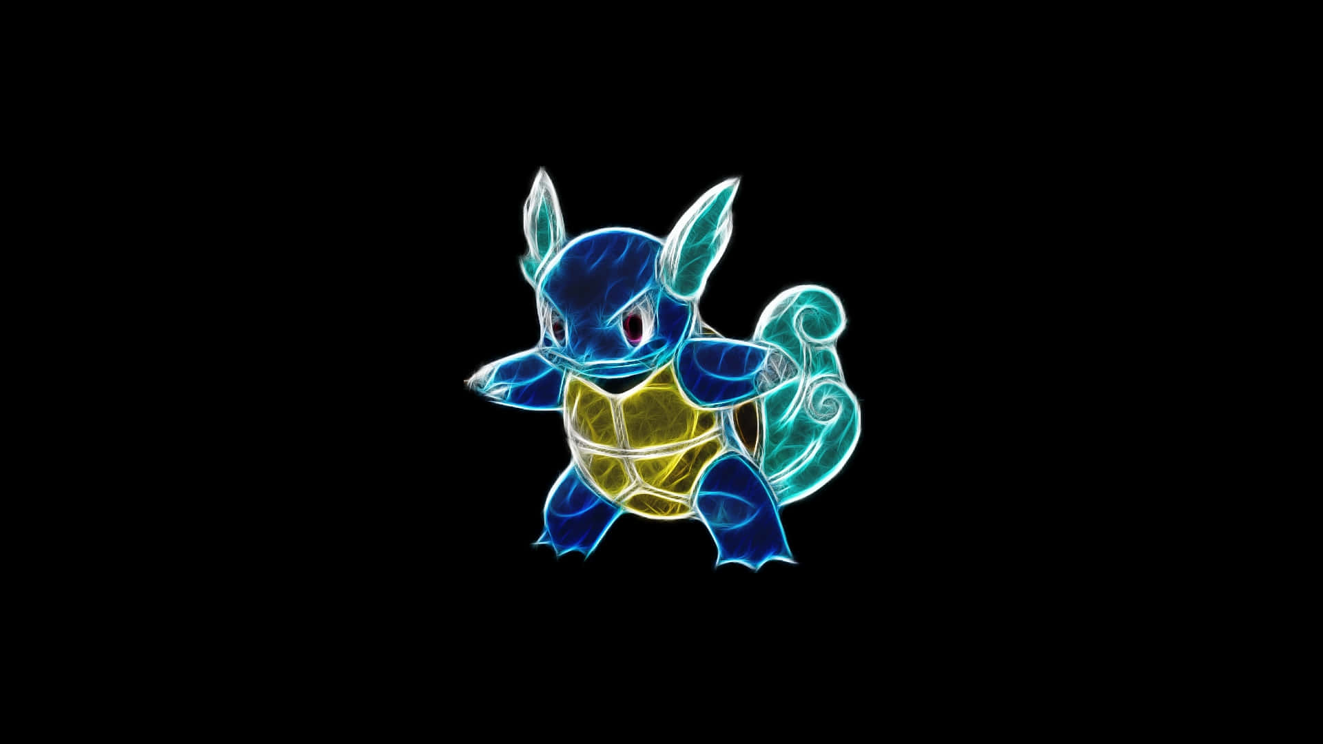 Wartortle, glowing blue, glowing yellow, Full HD Desktop Wallpaper