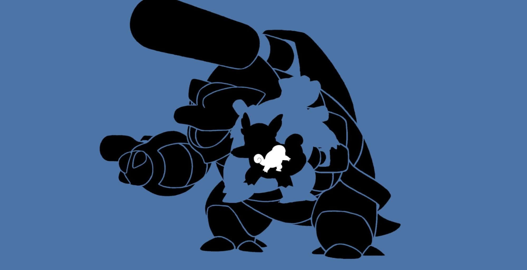 Wartortle, black silhouette, giant robot, Full HD Desktop Wallpaper