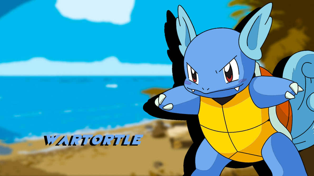 Wartortle, beach, ocean, SD Desktop Wallpaper