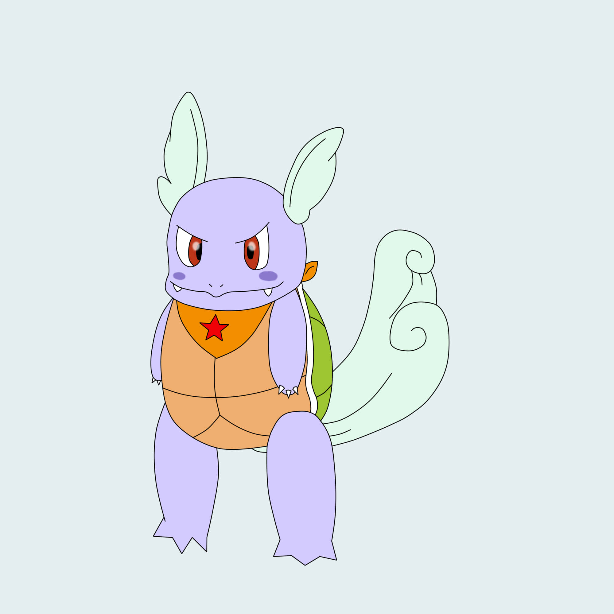 Wartortle, purple cartoon turtle, red eyes, Full HD Desktop Wallpaper