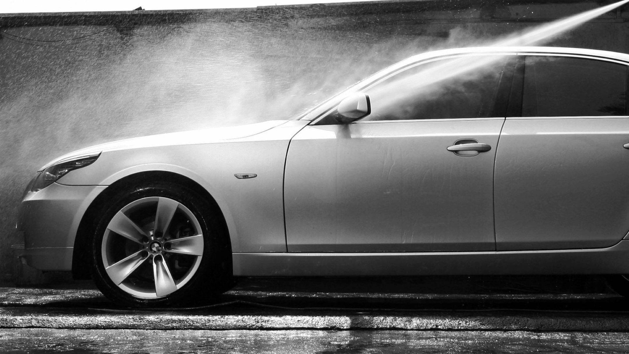 silver sedan, power washed, high-pressure water jets, Full HD Desktop Wallpaper