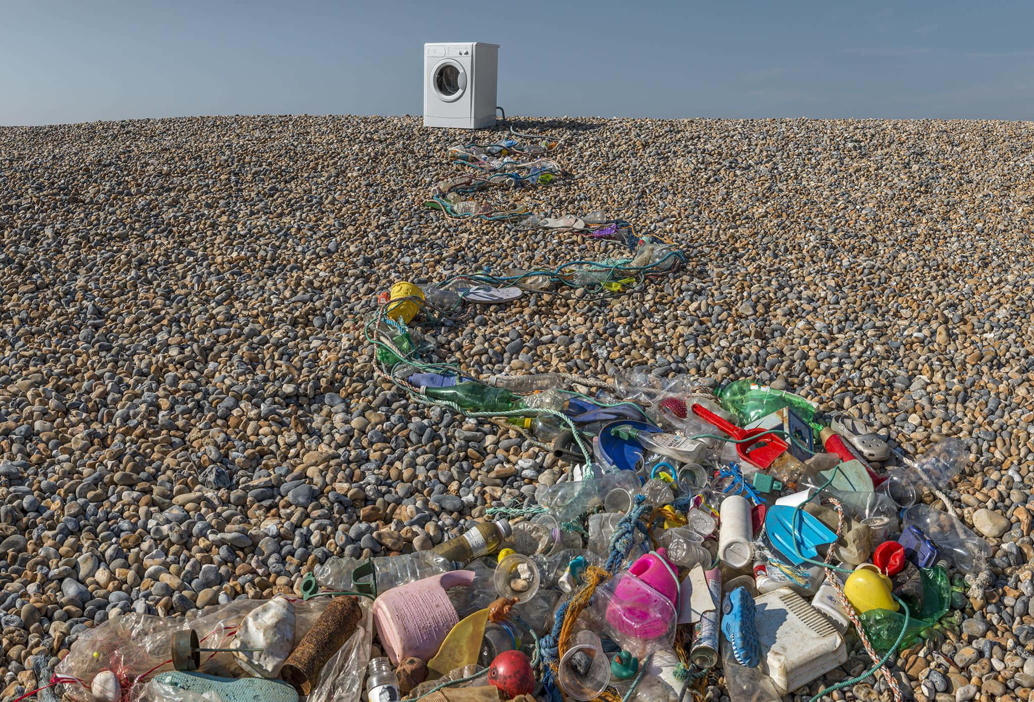 washing machine, pebble beach, plastic waste, Full HD Desktop Wallpaper