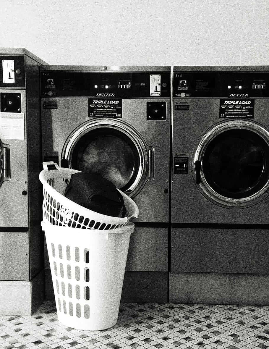 industrial laundry machines, basket, laundromat, SD Phone Wallpaper