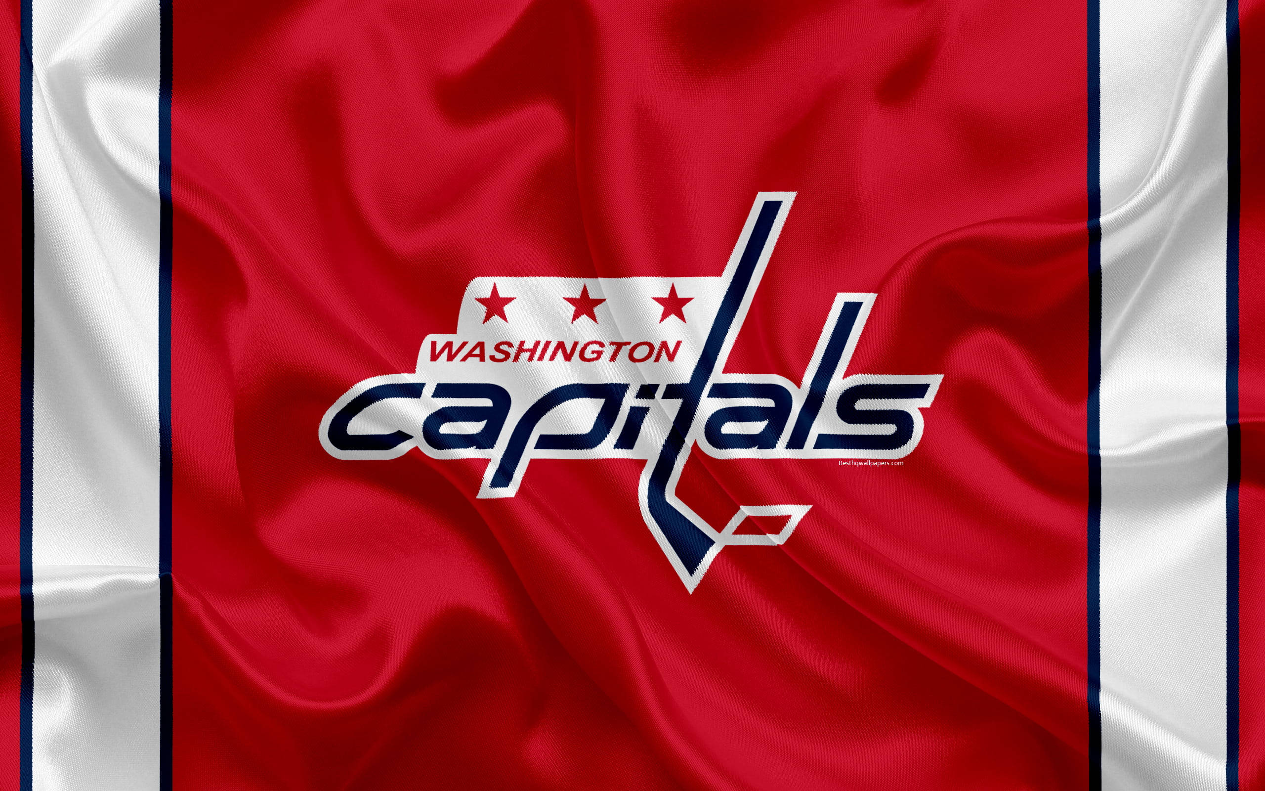 Washington Capitals, red white and blue, satin flag, 2K Desktop Wallpaper