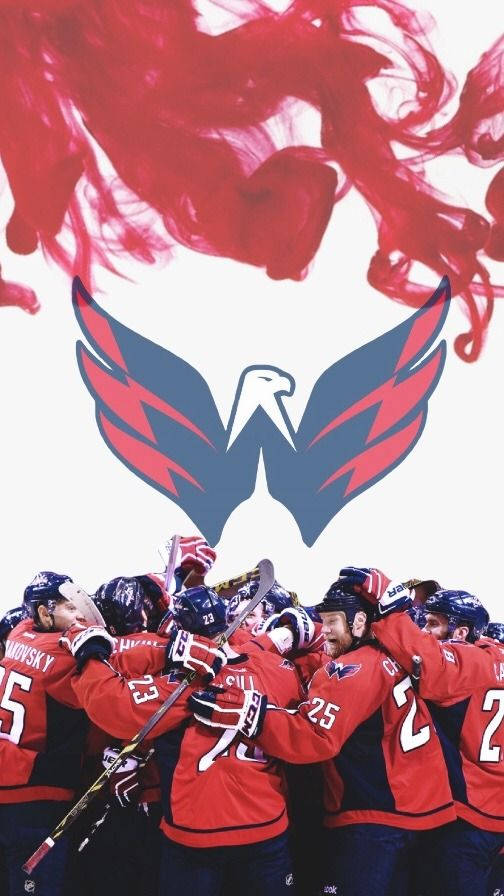 Washington Capitals, red jerseys, stylized eagle logo, SD Phone Wallpaper