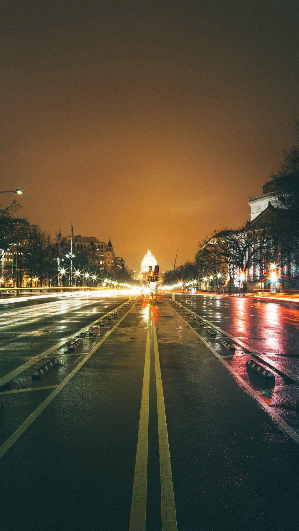 Washington Dc, night street, wet city street, HD Phone Wallpaper