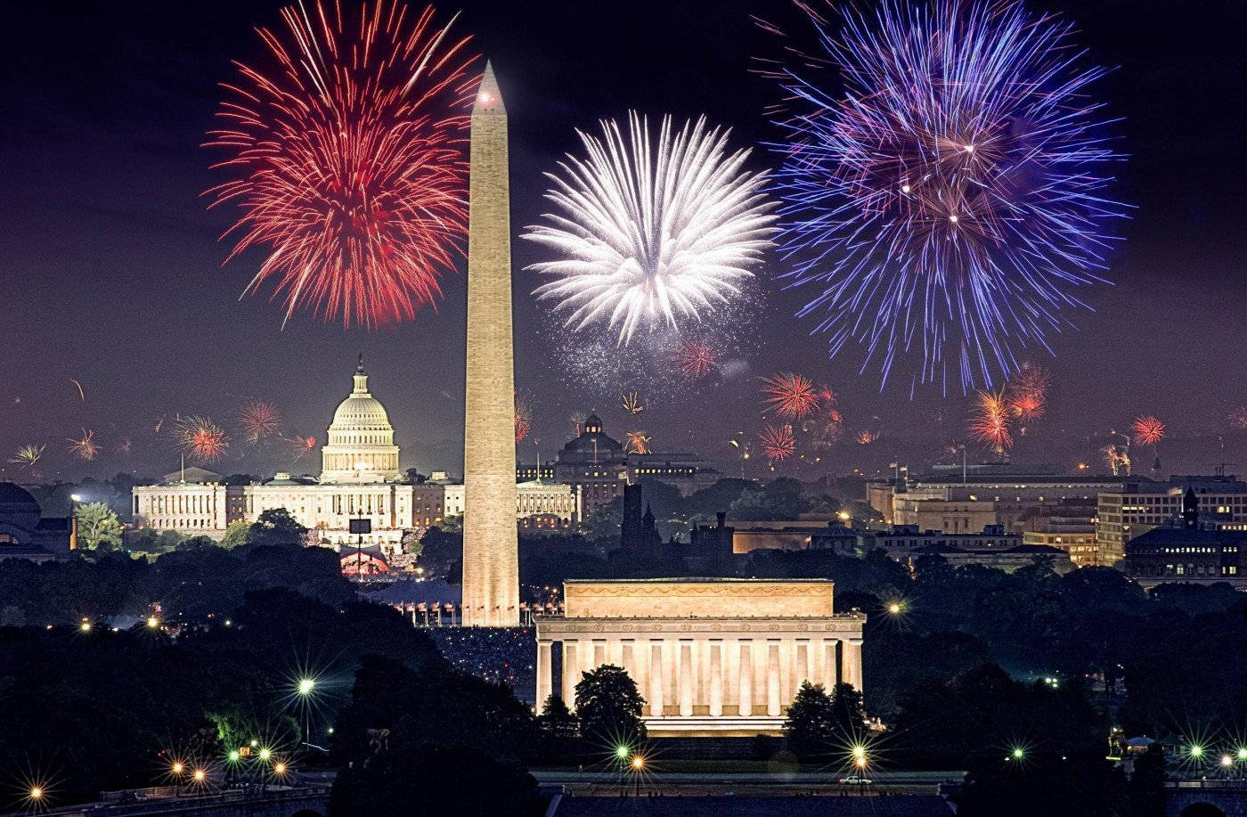 fireworks, Washington D.C., iconic monuments, HD Desktop Wallpaper