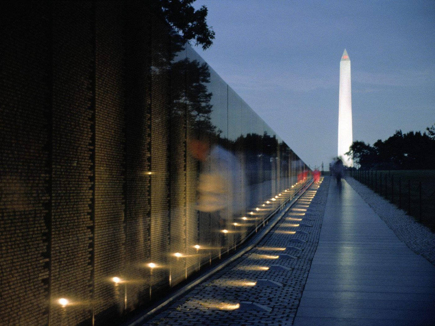 Washington Monument, twilight, reflective black wall, HD Desktop Wallpaper
