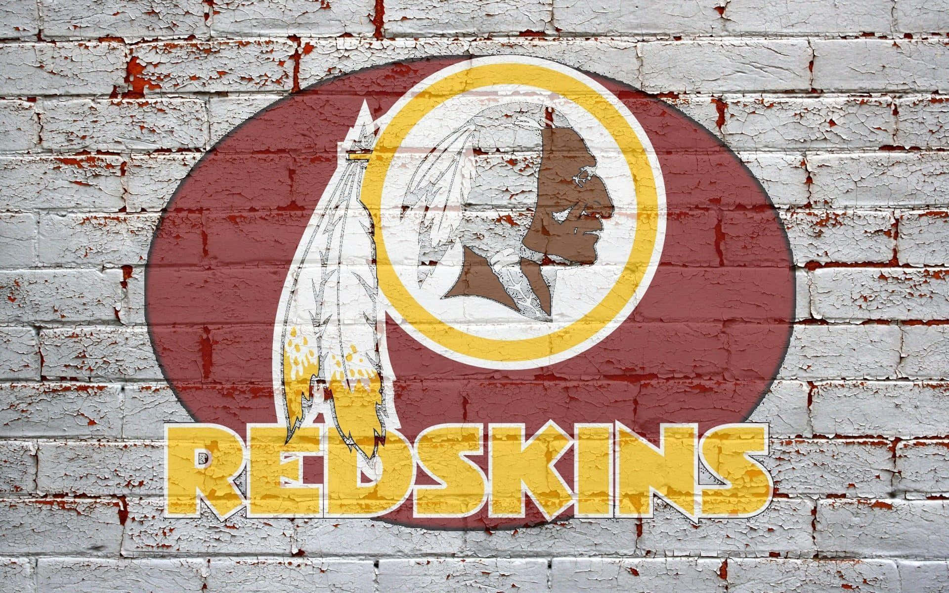 Washington Redskins, logo, cracked white brick wall, Full HD Desktop Wallpaper