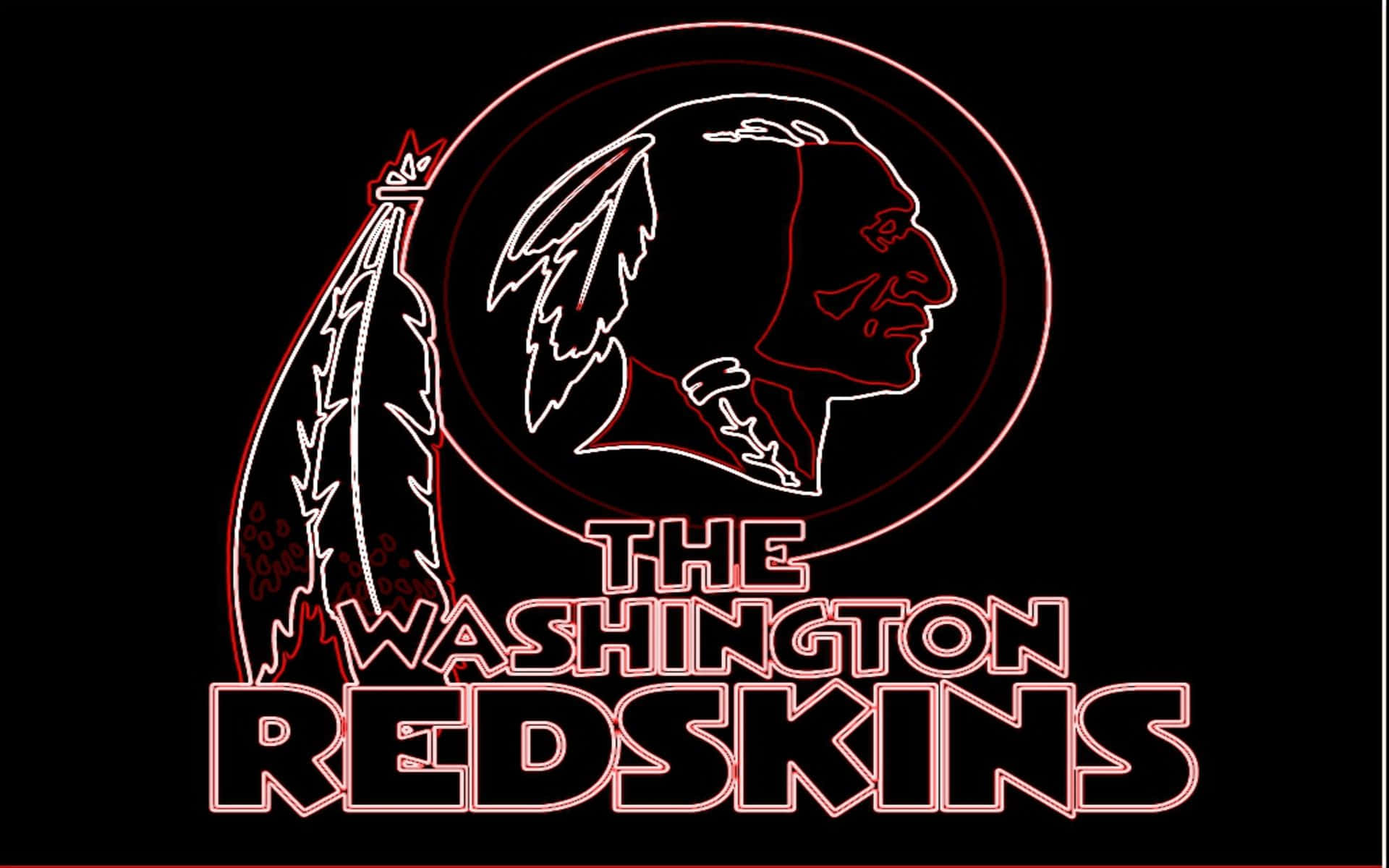 Washington Redskins, neon red, black background, Full HD Desktop Wallpaper