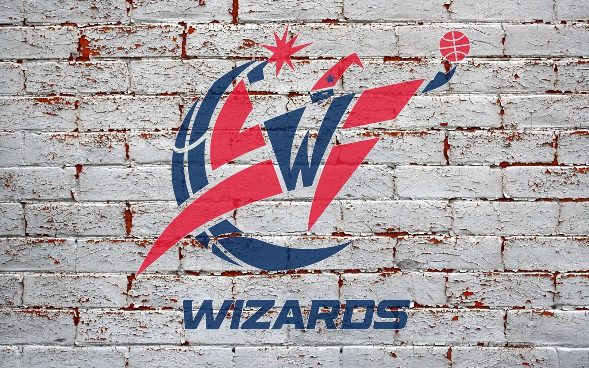 Washington Wizards, brick wall, red, Full HD Desktop Wallpaper