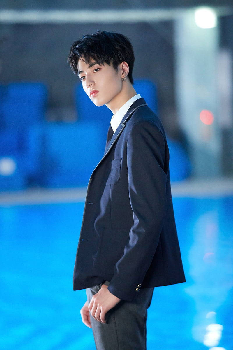 Watanabe Haruto, glowing blue pool, soft artificial lights, SD Phone Wallpaper