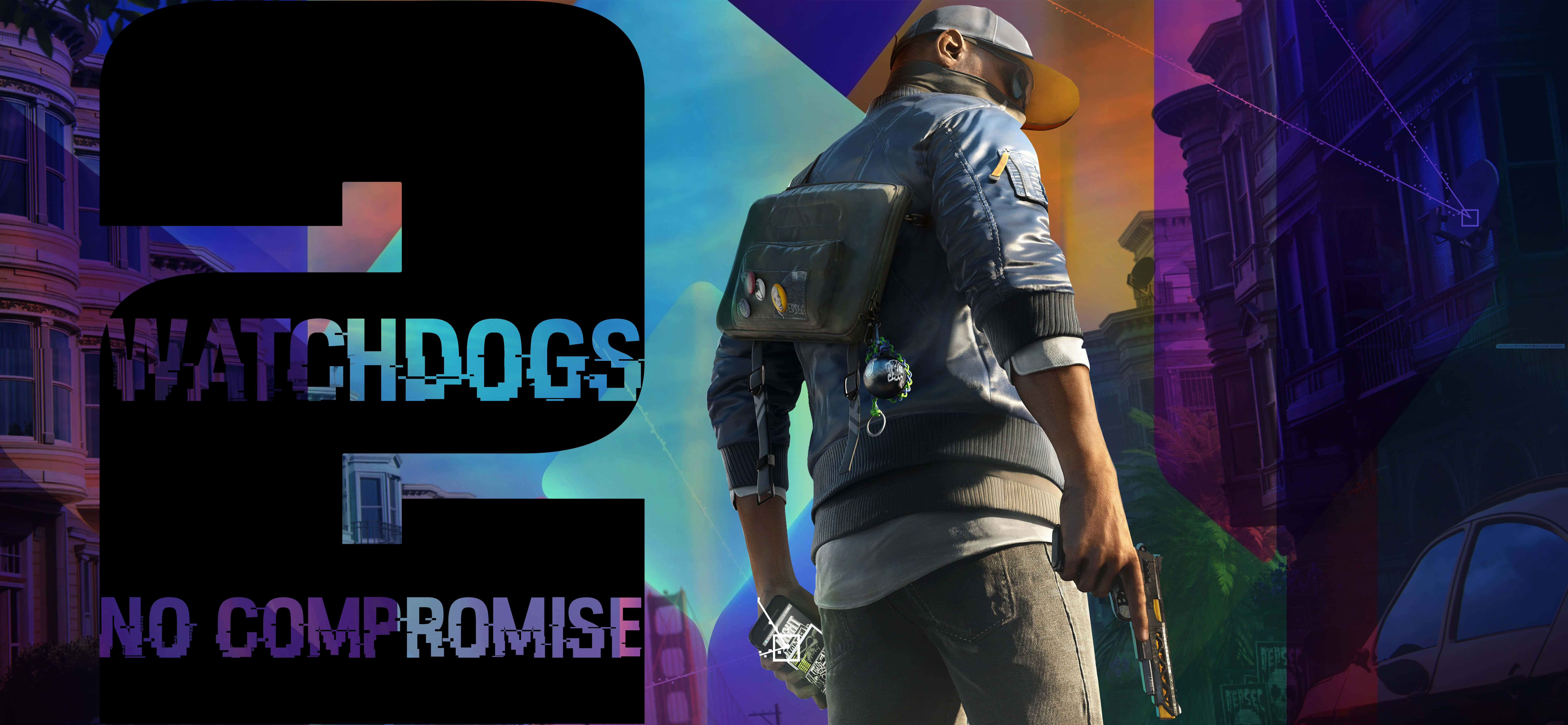 Watch Dogs 2, 4K, neon-drenched cityscape, 8K Desktop Wallpaper