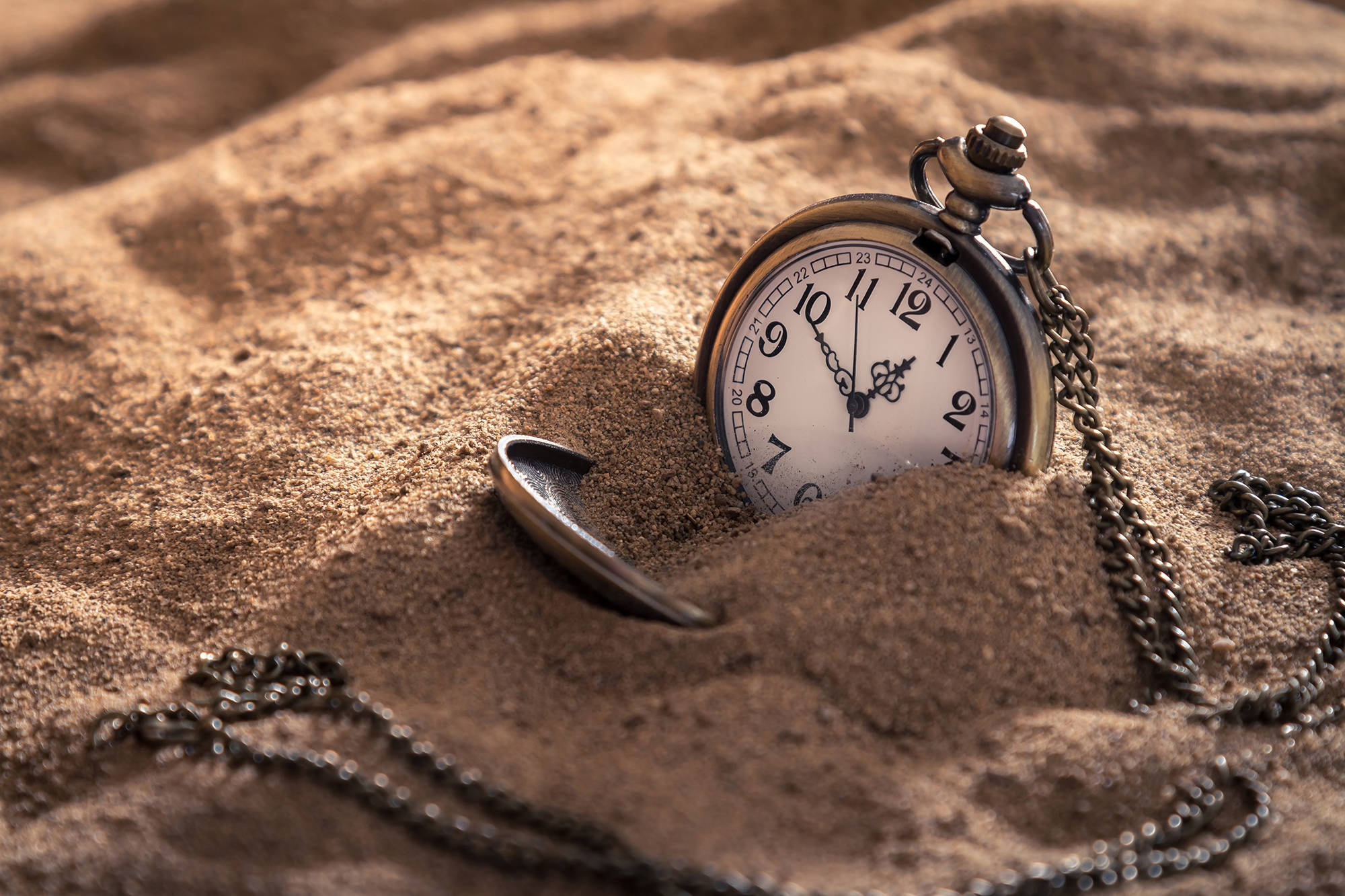 pocket watch, desert sand, antique, Full HD Desktop Wallpaper