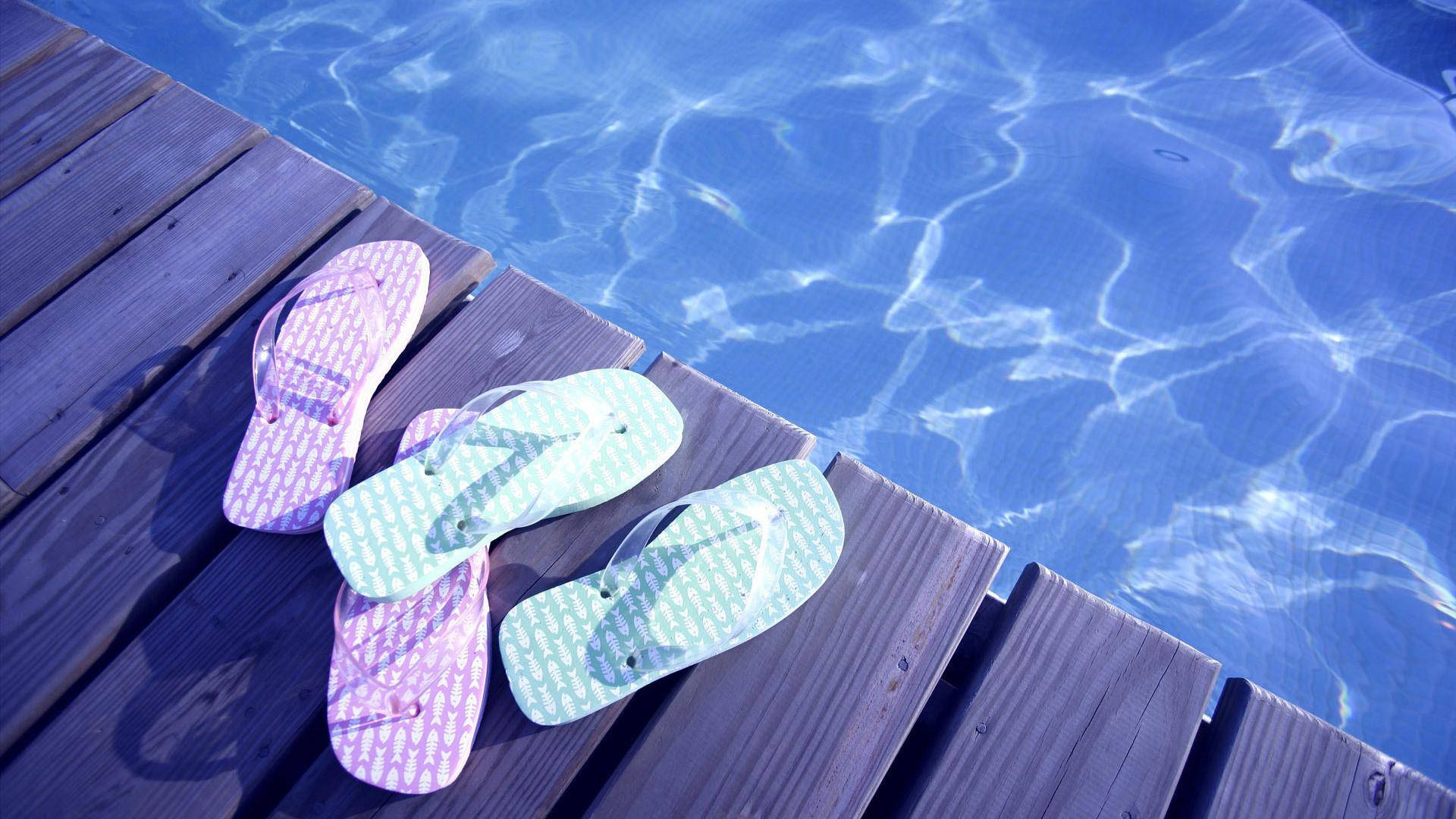 Pool Water Aesthetic, blue pool water, weathered wooden dock, Full HD Desktop Wallpaper