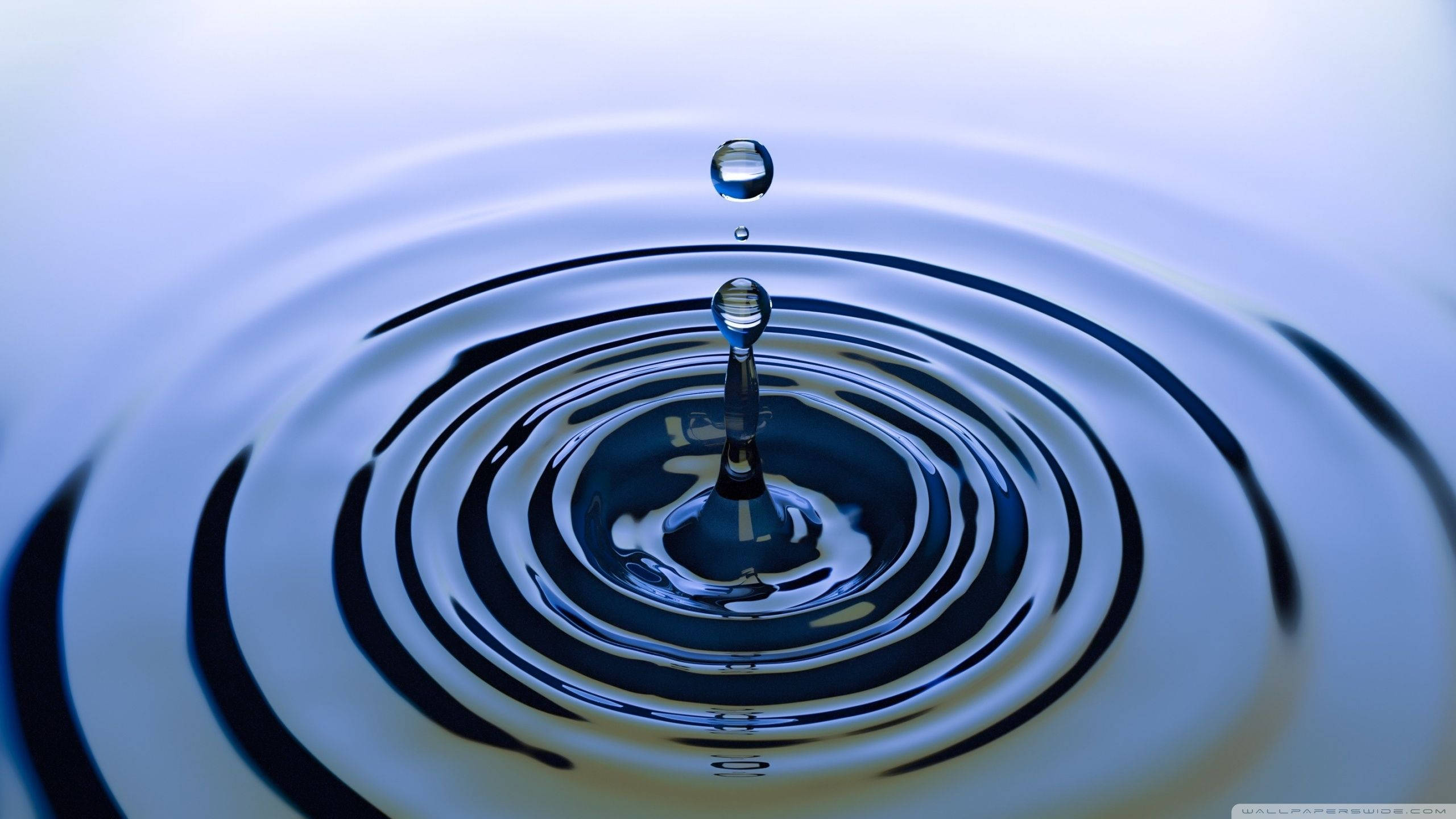 double droplets, rippling water, concentric ripples, 2K Desktop Wallpaper