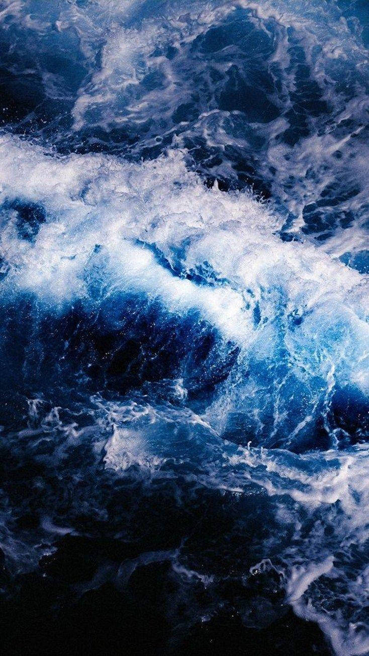 Water Aesthetic, deep blue ocean waves, crash, HD Phone Wallpaper