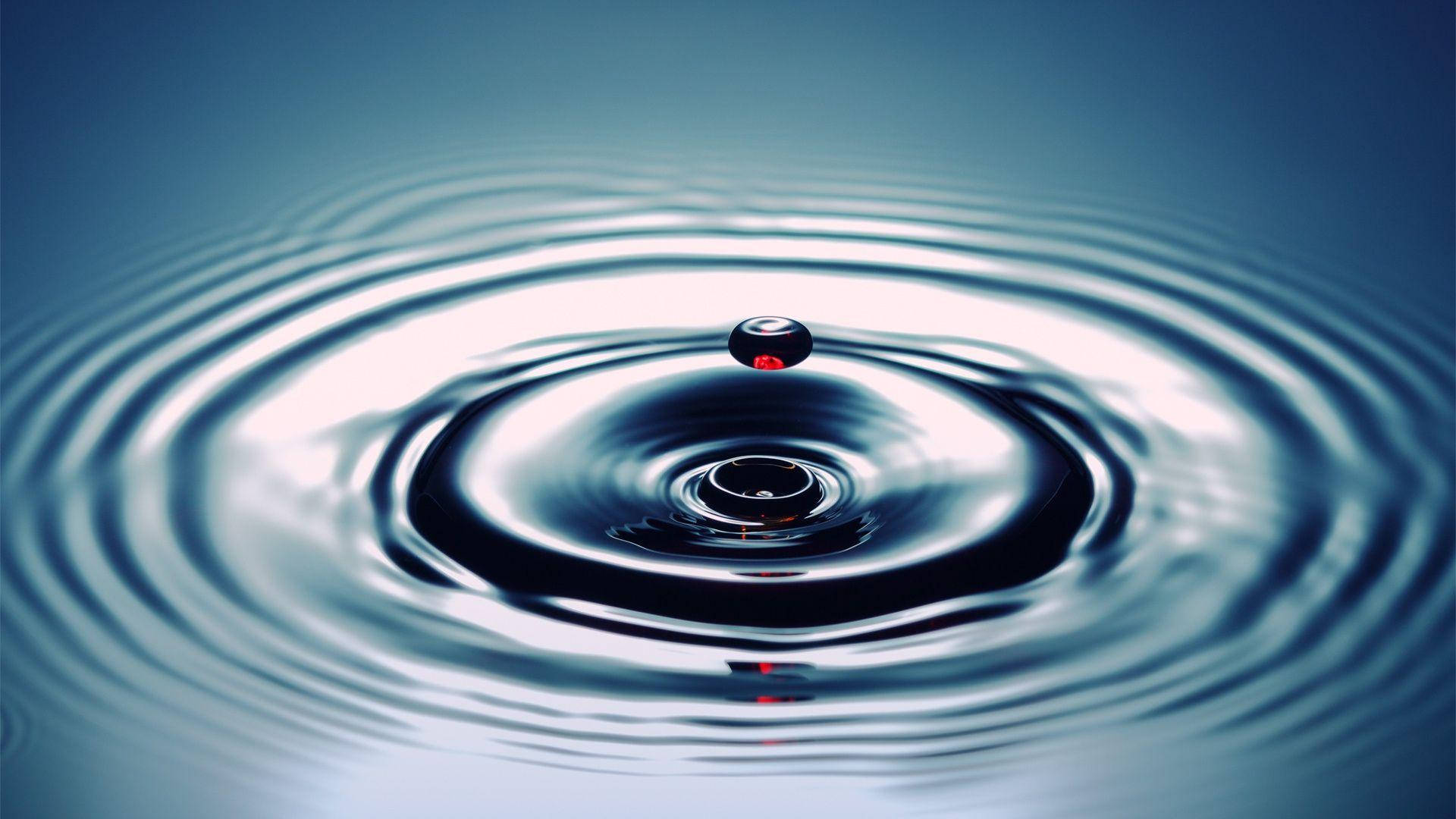 red drop, rippling water, pool of water, Full HD Desktop Wallpaper