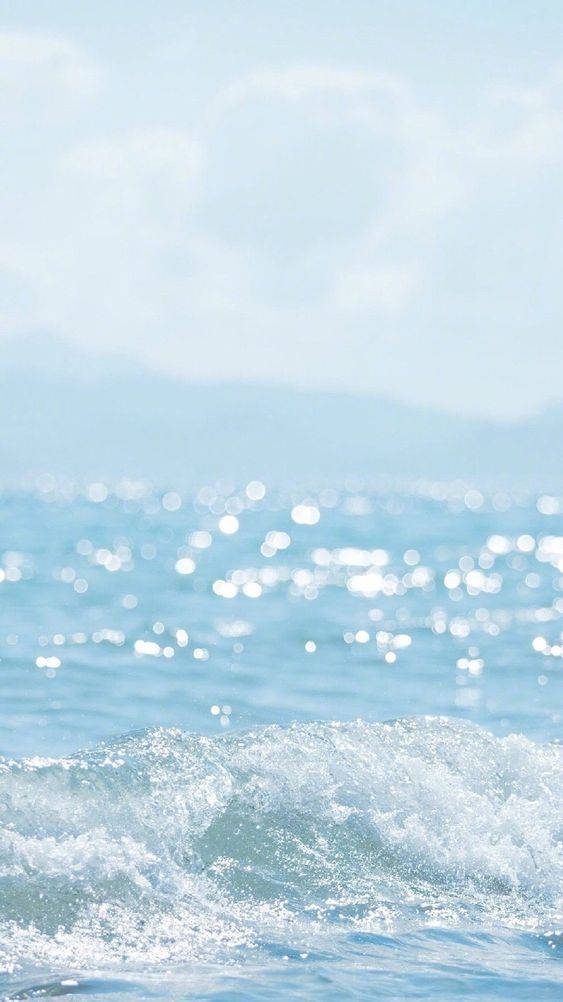 Water Aesthetic, ocean wave, soft blue sky, SD Phone Wallpaper