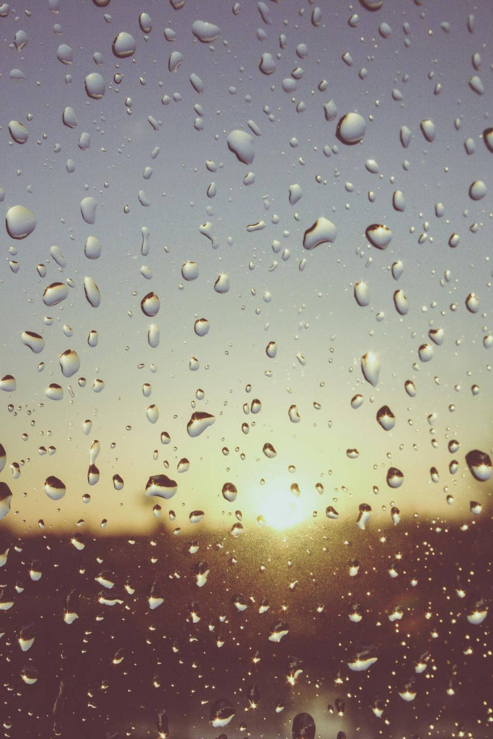 water droplets, sunset, window, HD Phone Wallpaper