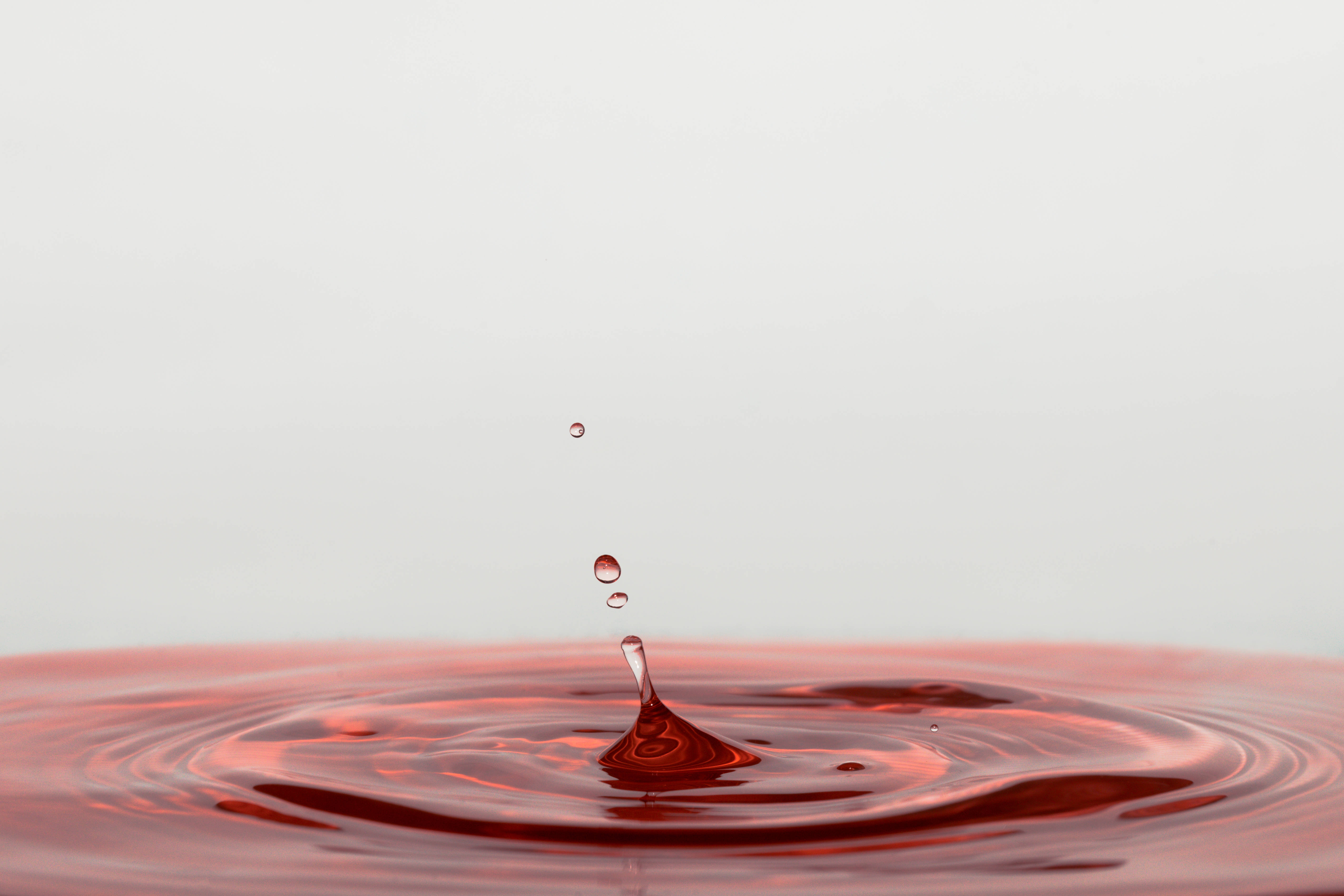 water droplet, ripple effect, red droplet, 5K Desktop Wallpaper