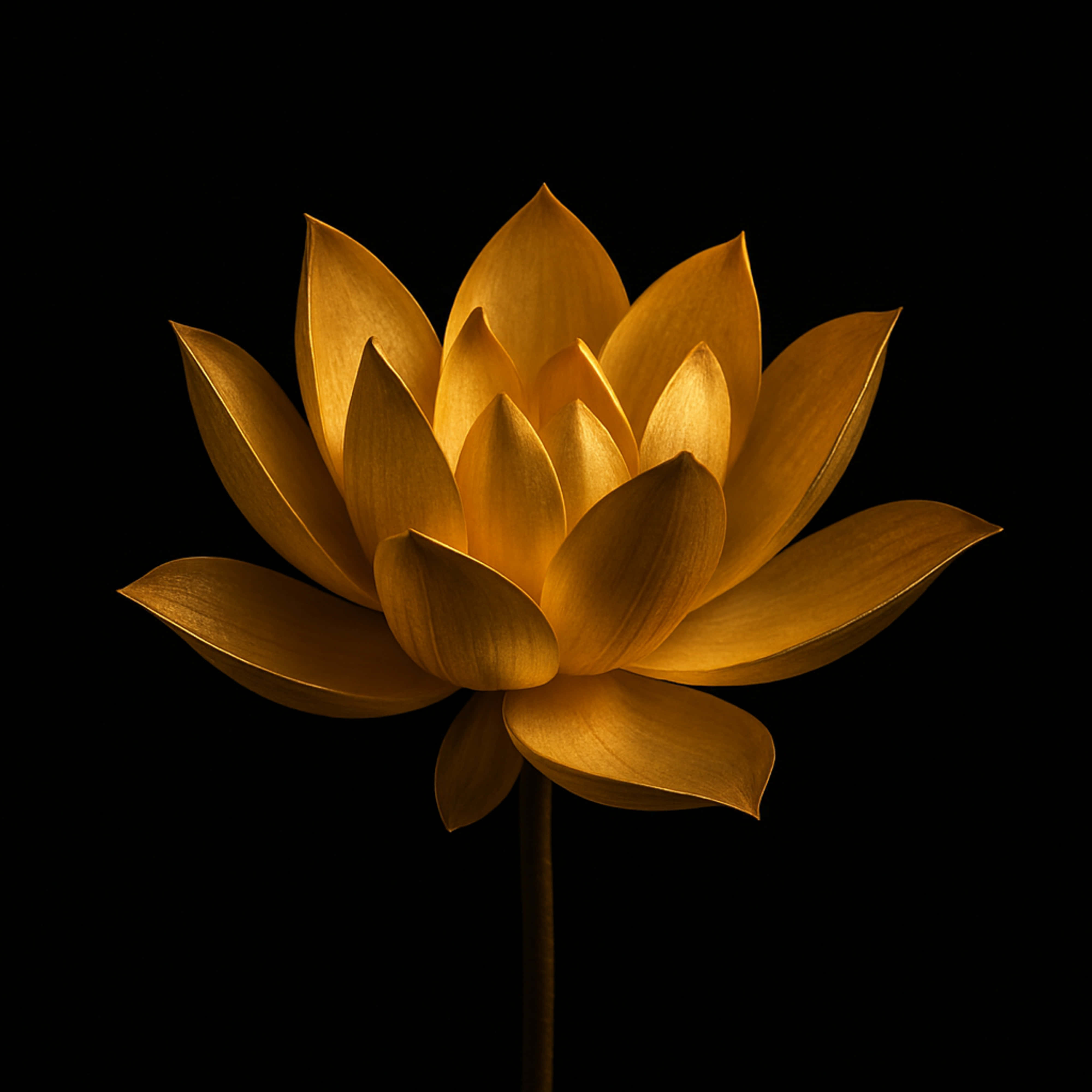 lotus flower, golden, black background, 4K Desktop Wallpaper