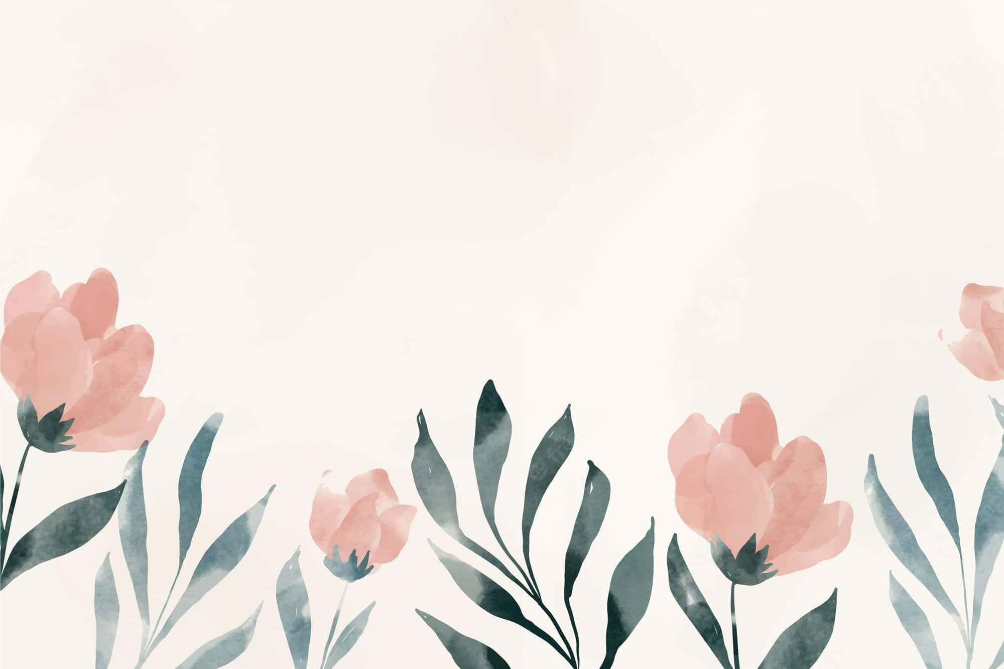 watercolor floral, soft watercolor flowers, leaves, Full HD Desktop Wallpaper
