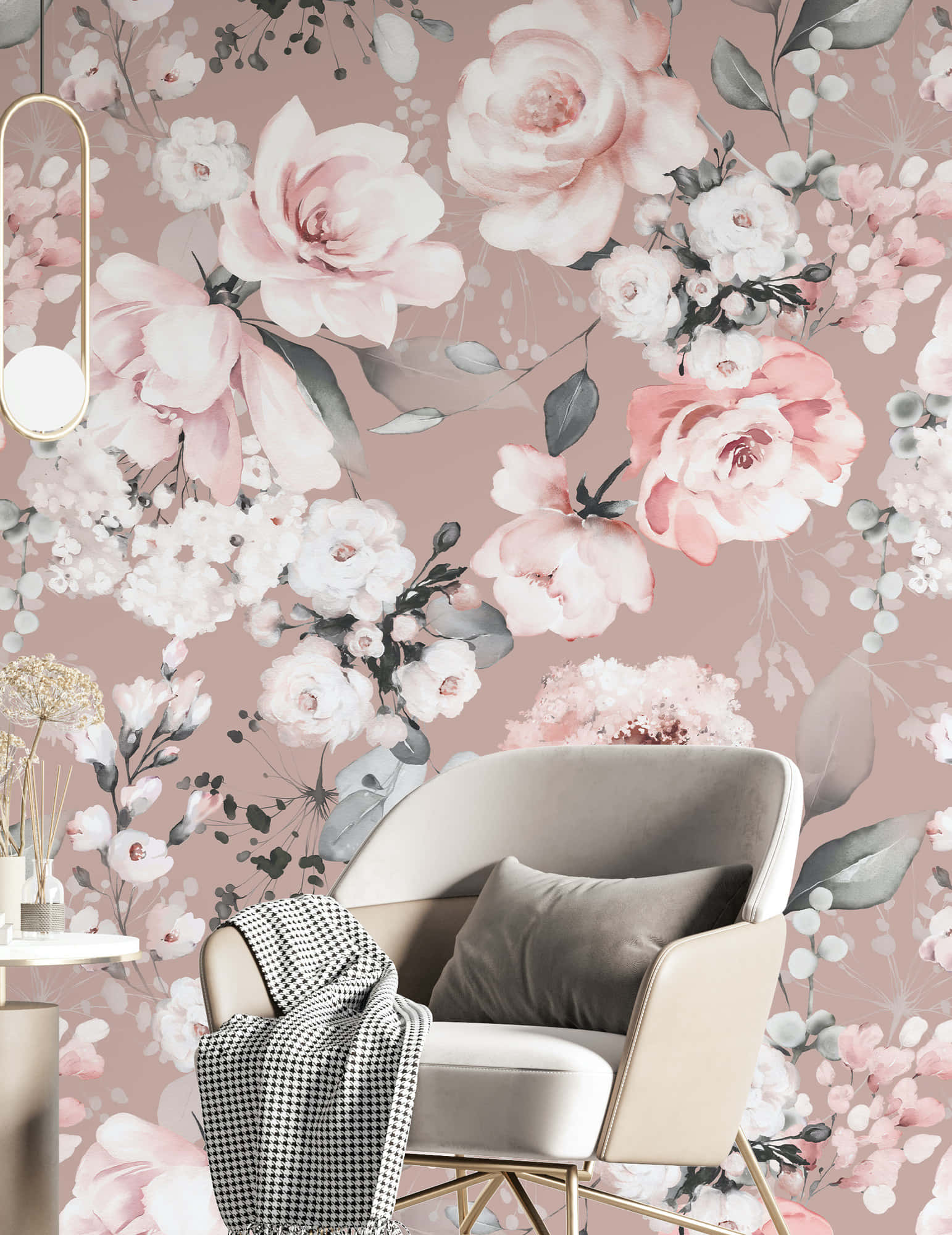 Carnation Watercolor Floral Patterns, blush pink floral wallpaper, soft roses, Full HD Phone Wallpaper
